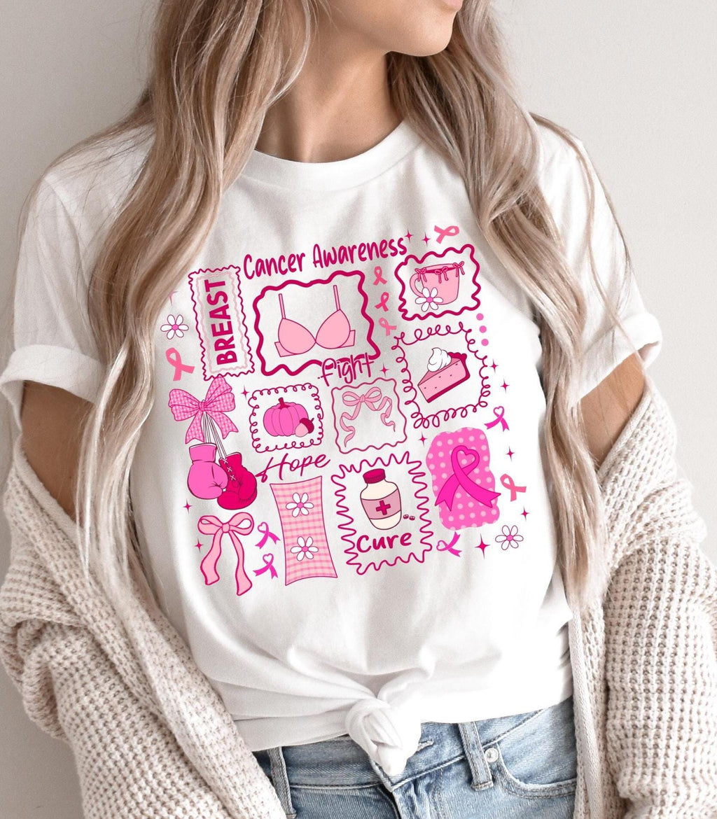 Breast Cancer Awareness Shirt,Pink Ribbon Graphic Tee,Breast Cancer Month, Groovy Breast Cancer Shirt,Breast Cancer Gifts, Cancer Support