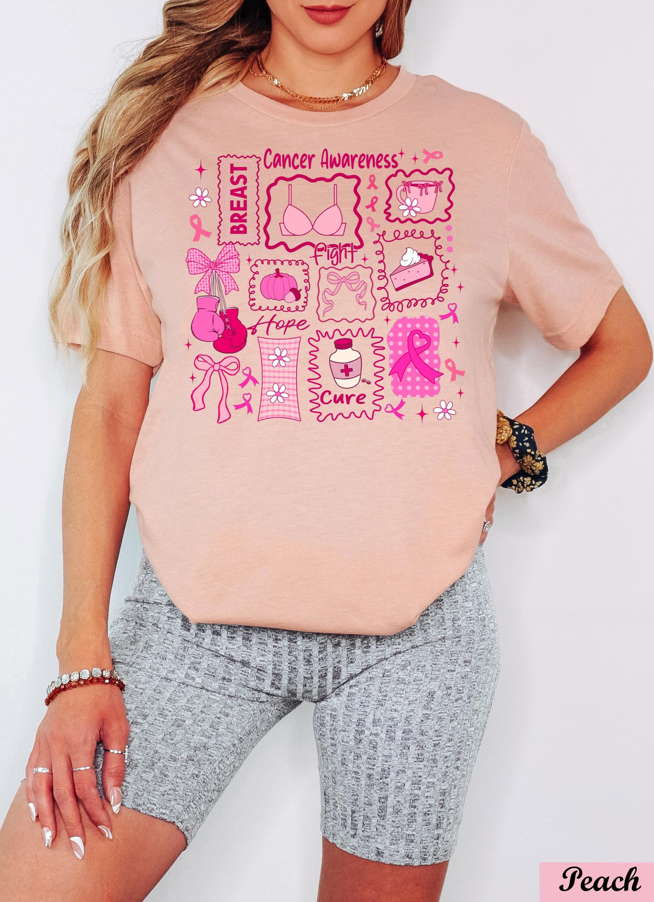 Breast Cancer Awareness Shirt,Pink Ribbon Graphic Tee,Breast Cancer Month, Groovy Breast Cancer Shirt,Breast Cancer Gifts, Cancer Support