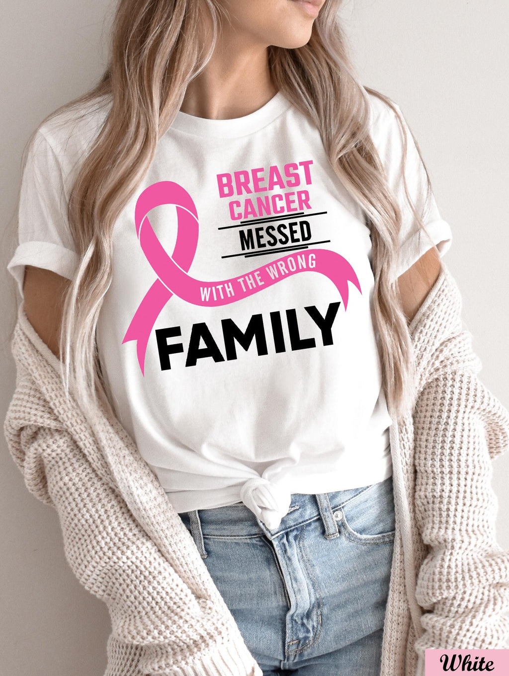 Breast Cancer Messed With The Wrong Family Shirt,Survivor Breast Cancer Awareness T-shirt,Breast Cancer Month,Breast Cancer Support Shirt