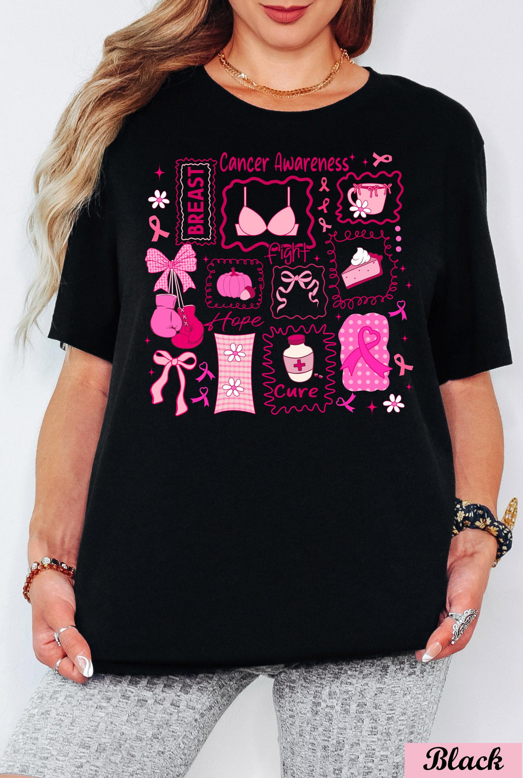 Breast Cancer Awareness Shirt,Pink Ribbon Graphic Tee,Breast Cancer Month, Groovy Breast Cancer Shirt,Breast Cancer Gifts, Cancer Support