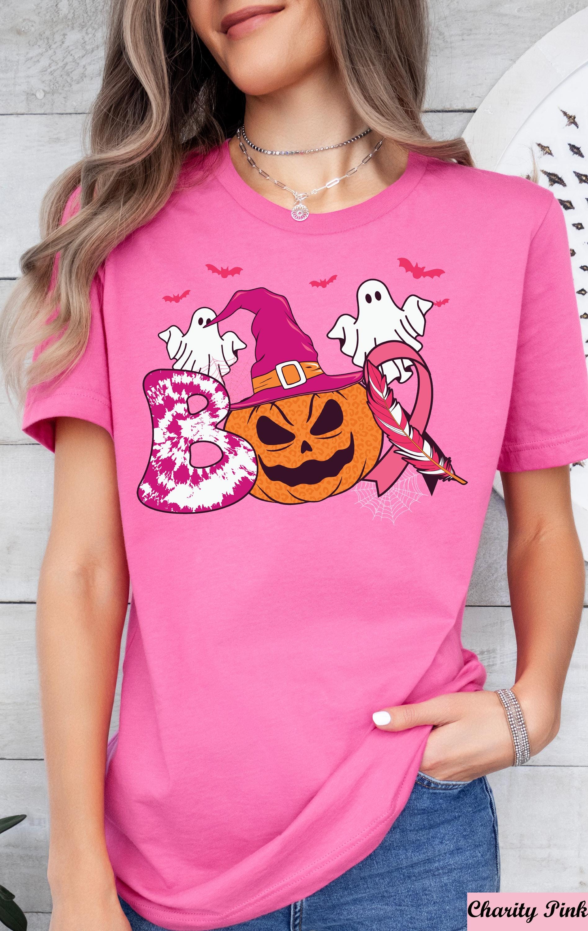 Pink Ribbon Boo Pumpkin Breast Cancer Shirt, Breast Cancer Halloween Ghost Tee, Breast Cancer Awareness , Breast Cancer Month,Cancer Support