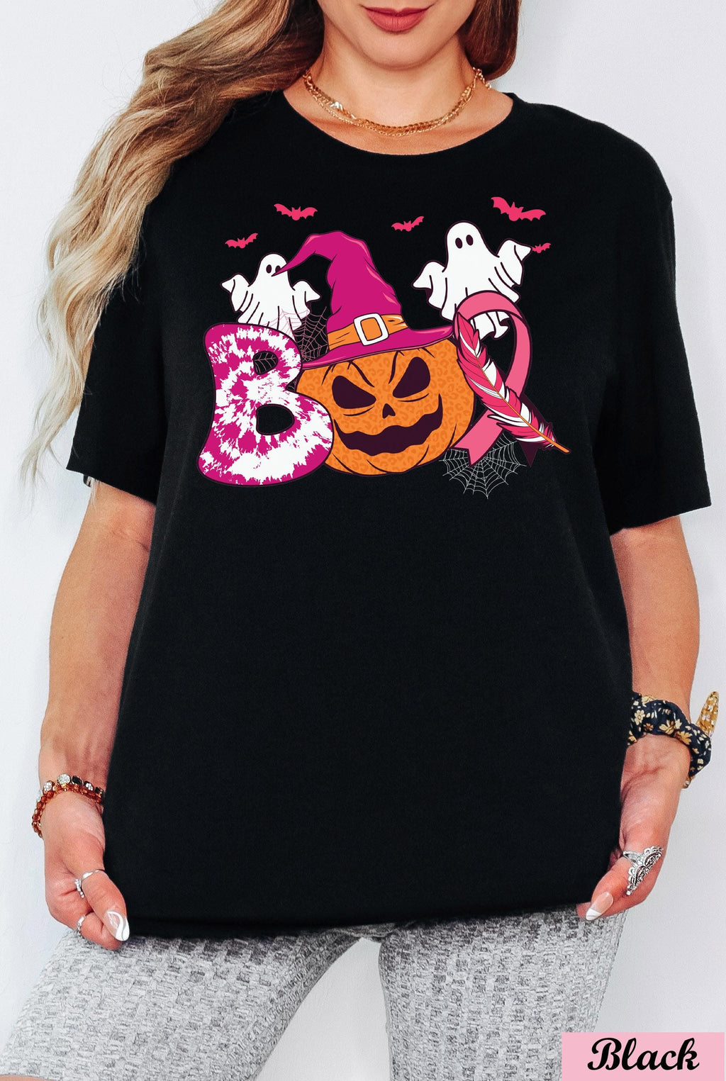 Pink Ribbon Boo Pumpkin Breast Cancer Shirt, Breast Cancer Halloween Ghost Tee, Breast Cancer Awareness , Breast Cancer Month,Cancer Support