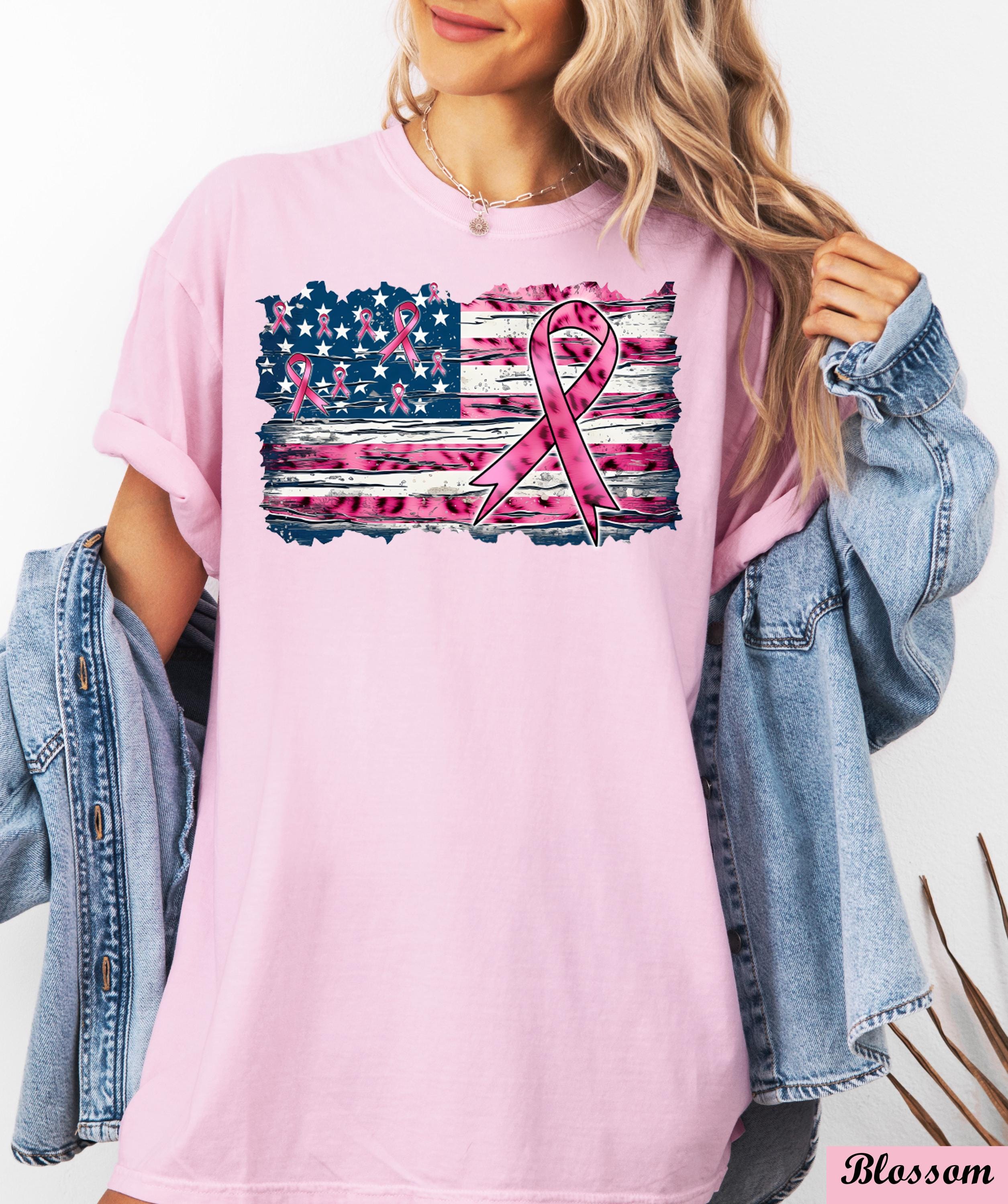 Breast Cancer Ribbon USA Flag Shirt,Cancer Flag Shirt,Breast Cancer Awareness Tee,Breast Cancer Gifts,Breast Cancer Month,Cancer Motivation