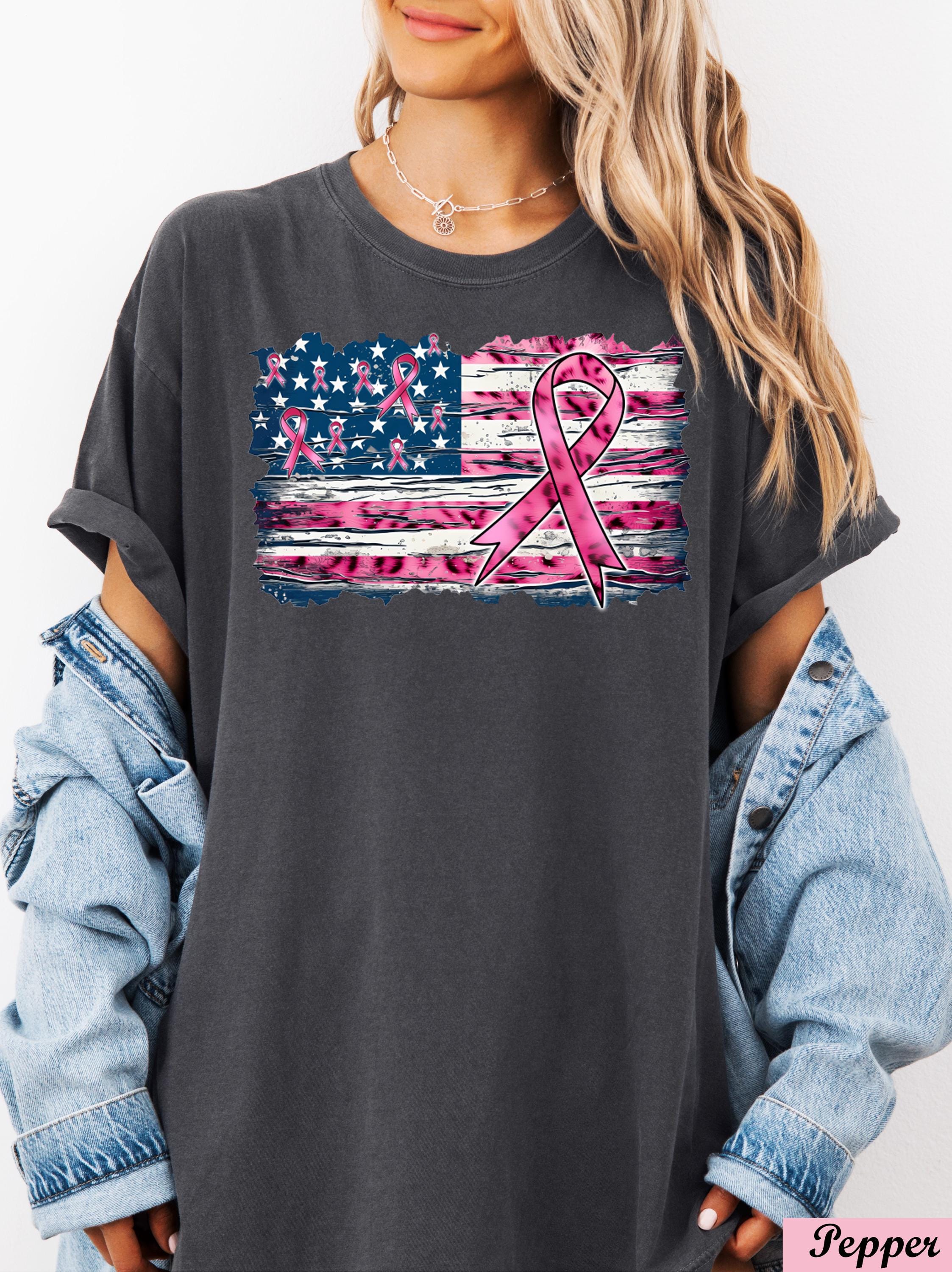 Breast Cancer Ribbon USA Flag Shirt,Cancer Flag Shirt,Breast Cancer Awareness Tee,Breast Cancer Gifts,Breast Cancer Month,Cancer Motivation