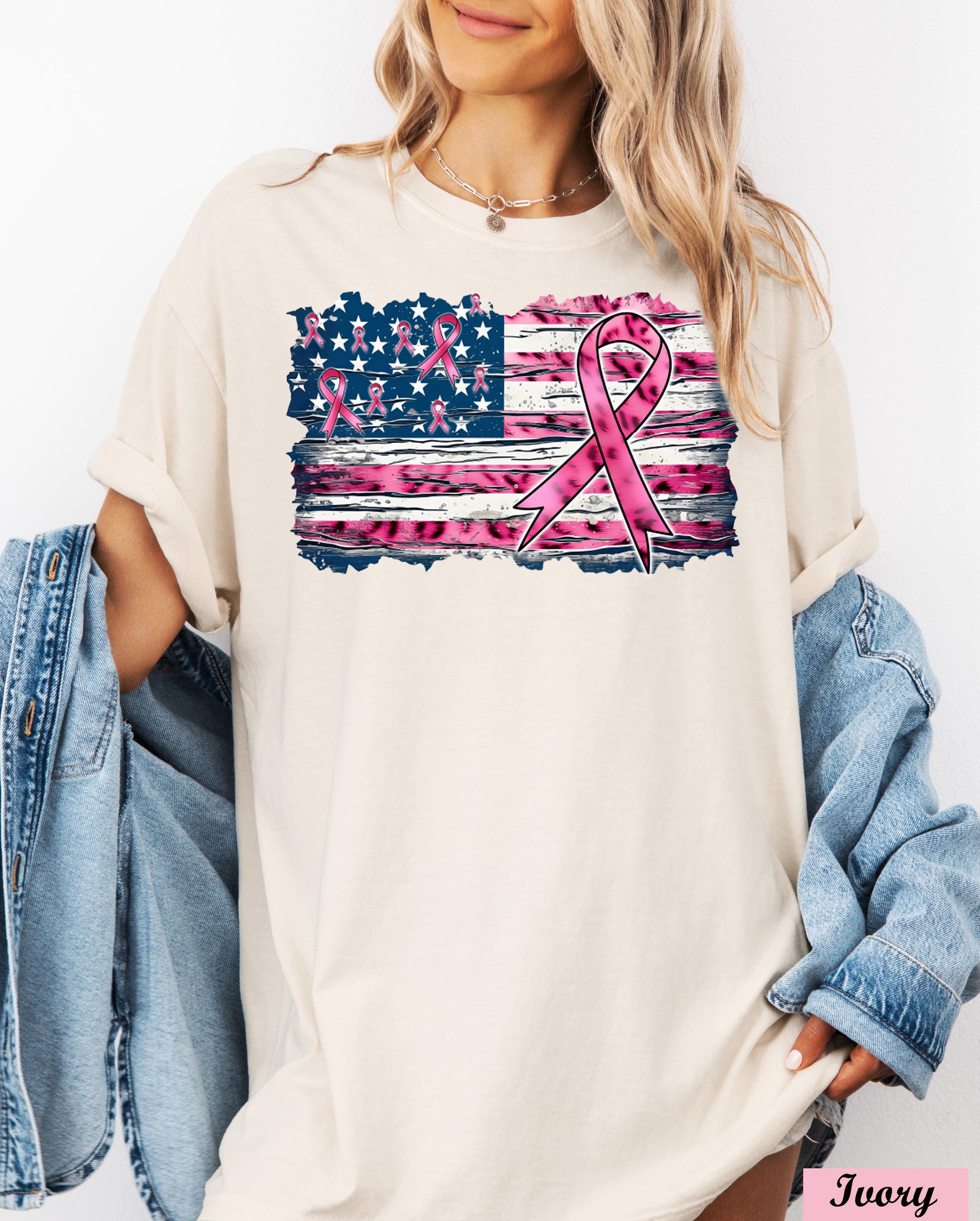 Breast Cancer Ribbon USA Flag Shirt,Cancer Flag Shirt,Breast Cancer Awareness Tee,Breast Cancer Gifts,Breast Cancer Month,Cancer Motivation