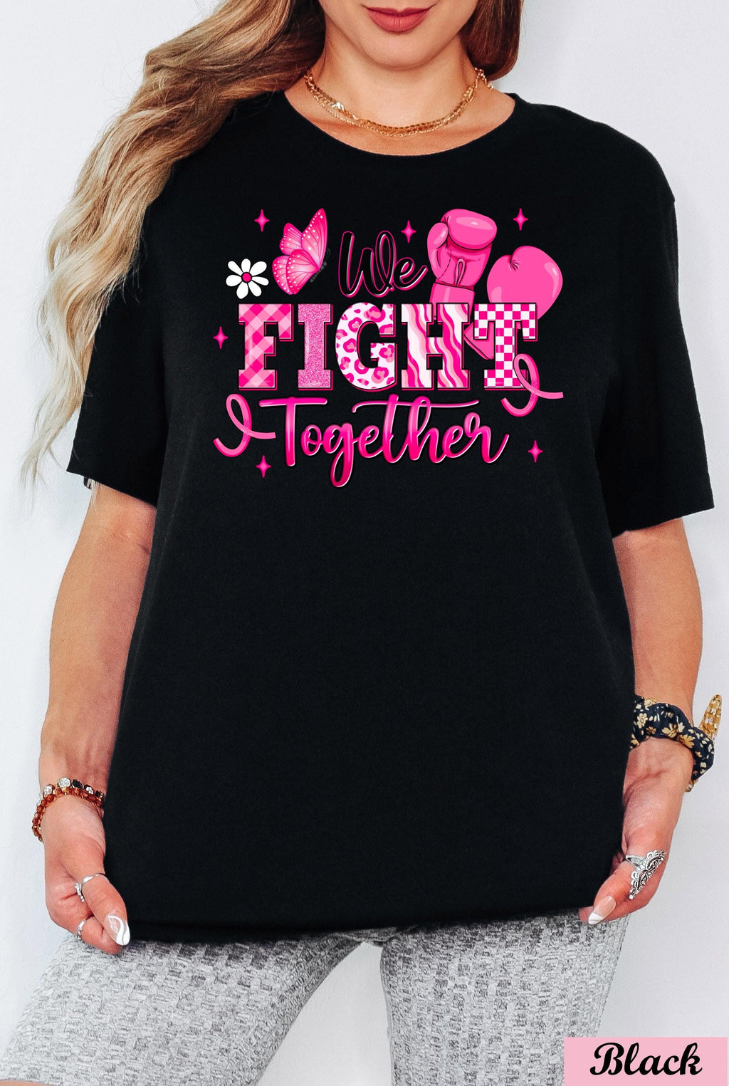 We Fight Together  Boxing Gloves Shirt,Breast Cancer Awareness Shirt,Fight Like a Girl, Cancer Tee,Cancer Survivor Shirt,Cancer Motivation