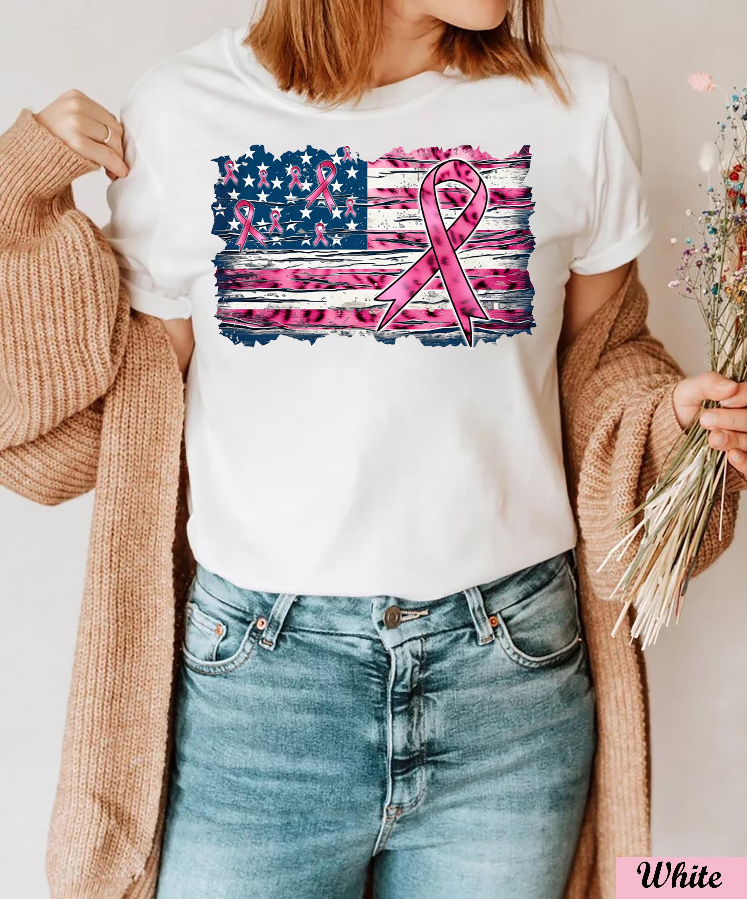 Breast Cancer Ribbon USA Flag Shirt,Cancer Flag Shirt,Breast Cancer Awareness Tee,Breast Cancer Gifts,Breast Cancer Month,Cancer Motivation