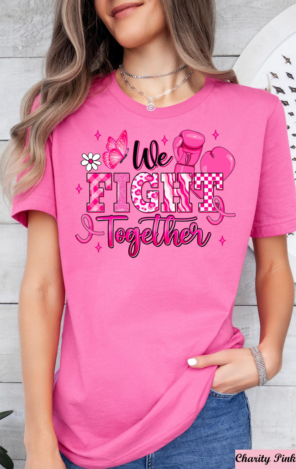 We Fight Together  Boxing Gloves Shirt,Breast Cancer Awareness Shirt,Fight Like a Girl, Cancer Tee,Cancer Survivor Shirt,Cancer Motivation