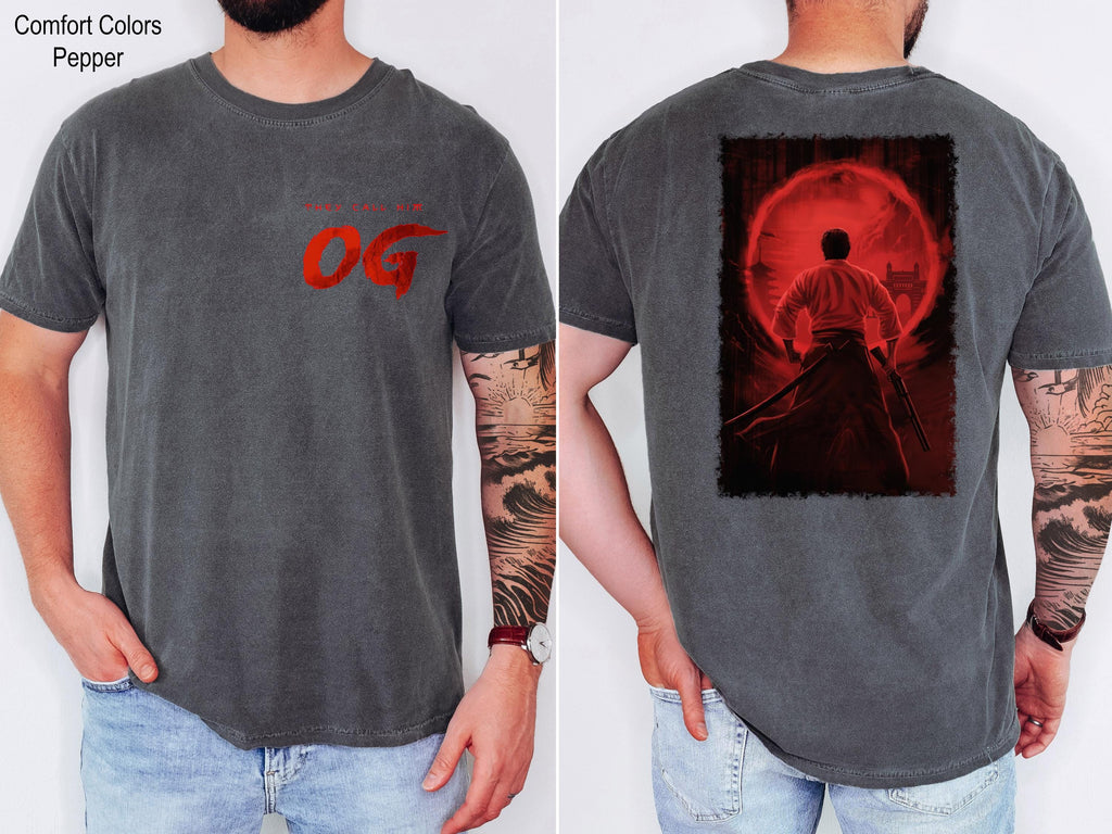 They Call Him, OG Pawan Kalyan Shirt, OG Time Begins Shirt, OG Sword, Bold Red Brush Style Design T-Shirt, Katana Sword Streetwear, Og Tee