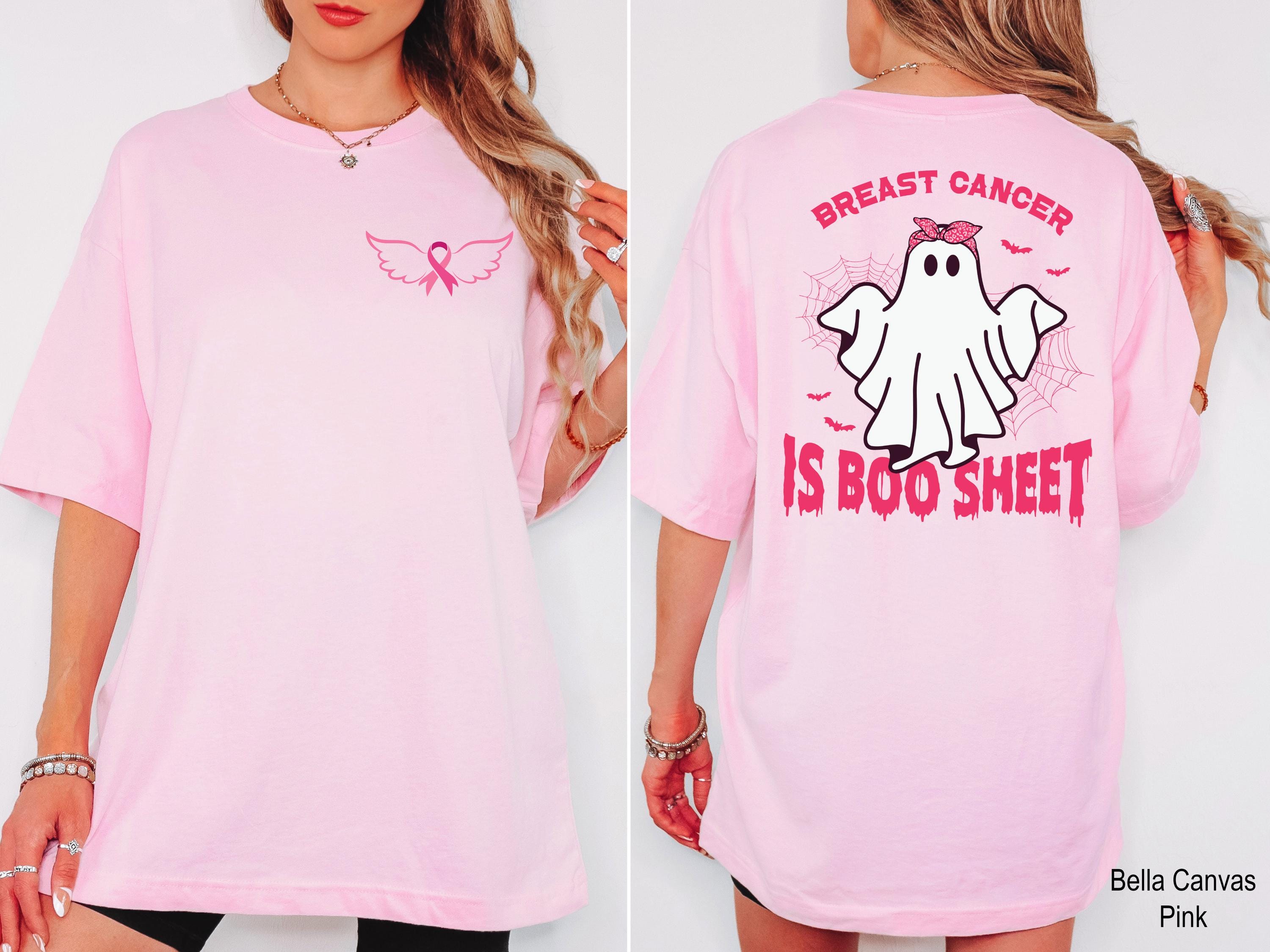 Breast Cancer Is Boo Sheet Halloween Shirt, Funny Boo Sheet Shirt, Ghost Ribbon Breast Cancer Awareness Shirt, Cancer Halloween Shirt