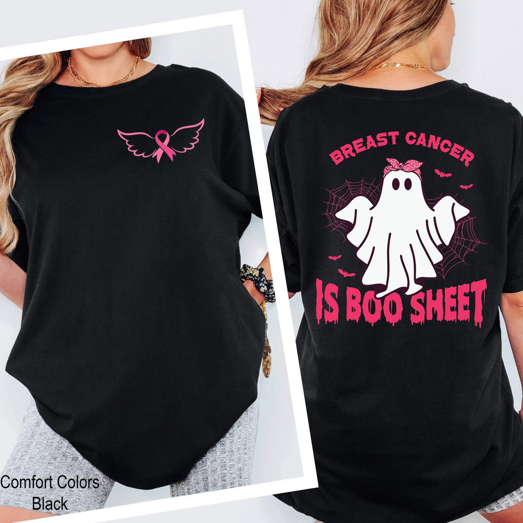 Breast Cancer Is Boo Sheet Halloween Shirt, Funny Boo Sheet Shirt, Ghost Ribbon Breast Cancer Awareness Shirt, Cancer Halloween Shirt