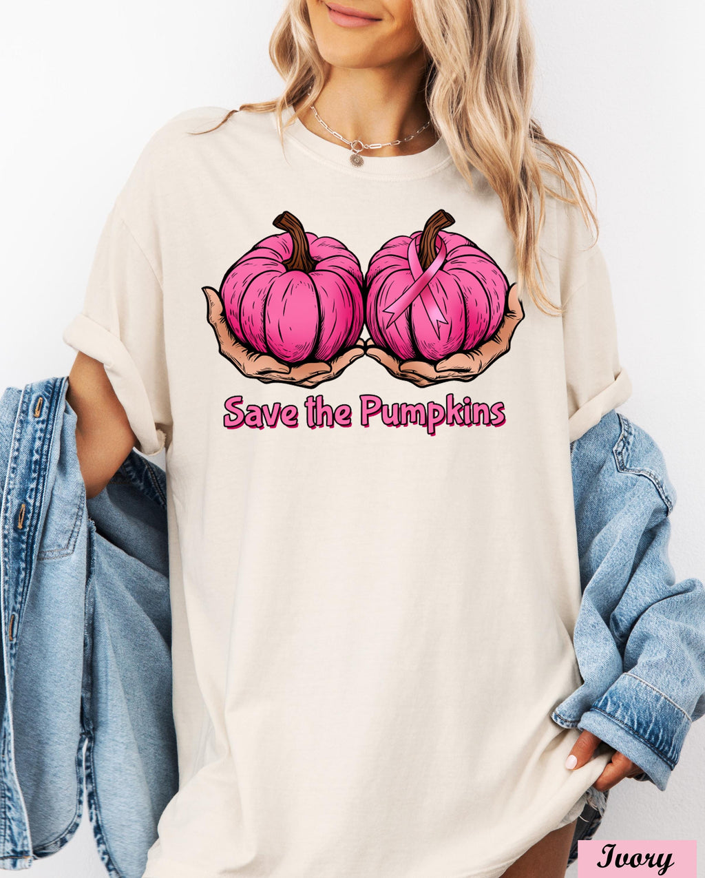Save The Pumpkins Halloween Shirt,Breast Cancer Awareness Tee,Funny Cancer Pumpkin Shirt,Breast Cancer Support Tee,Motivational Cancer Tee