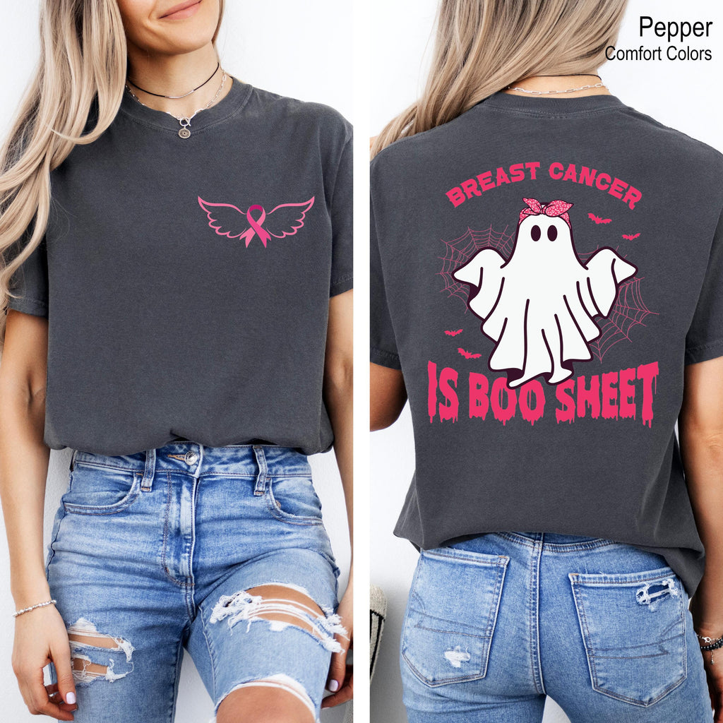 Breast Cancer Is Boo Sheet Halloween Shirt, Funny Boo Sheet Shirt, Ghost Ribbon Breast Cancer Awareness Shirt, Cancer Halloween Shirt
