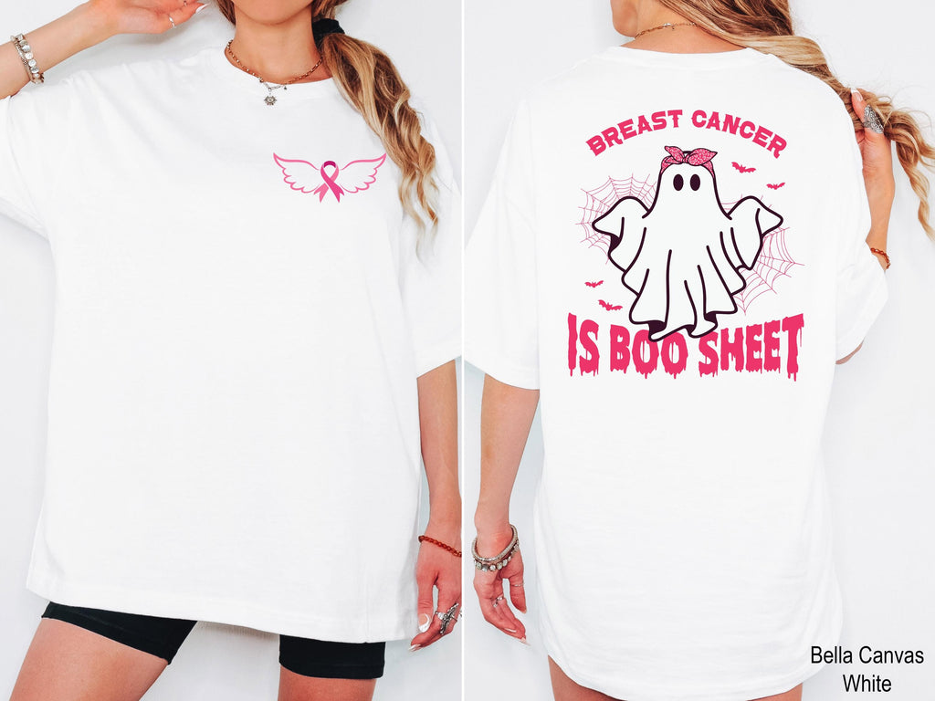 Breast Cancer Is Boo Sheet Halloween Shirt, Funny Boo Sheet Shirt, Ghost Ribbon Breast Cancer Awareness Shirt, Cancer Halloween Shirt