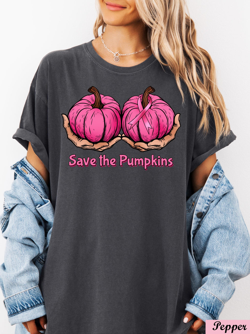 Save The Pumpkins Halloween Shirt,Breast Cancer Awareness Tee,Funny Cancer Pumpkin Shirt,Breast Cancer Support Tee,Motivational Cancer Tee