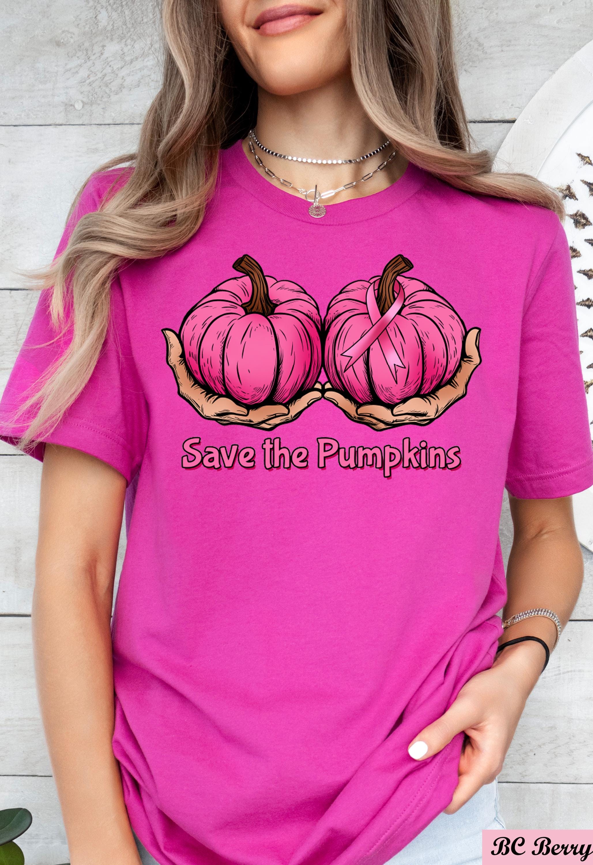 Save The Pumpkins Halloween Shirt,Breast Cancer Awareness Tee,Funny Cancer Pumpkin Shirt,Breast Cancer Support Tee,Motivational Cancer Tee
