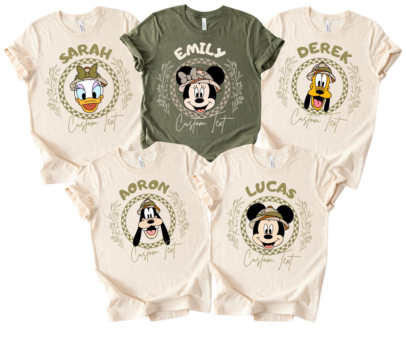 Disney Custom Name Mickey and Friends Safari T-Shirt, Matching Family Trip Tee, Minnie Safari Mode Shirt,Disneyland Family Vacation Tee
