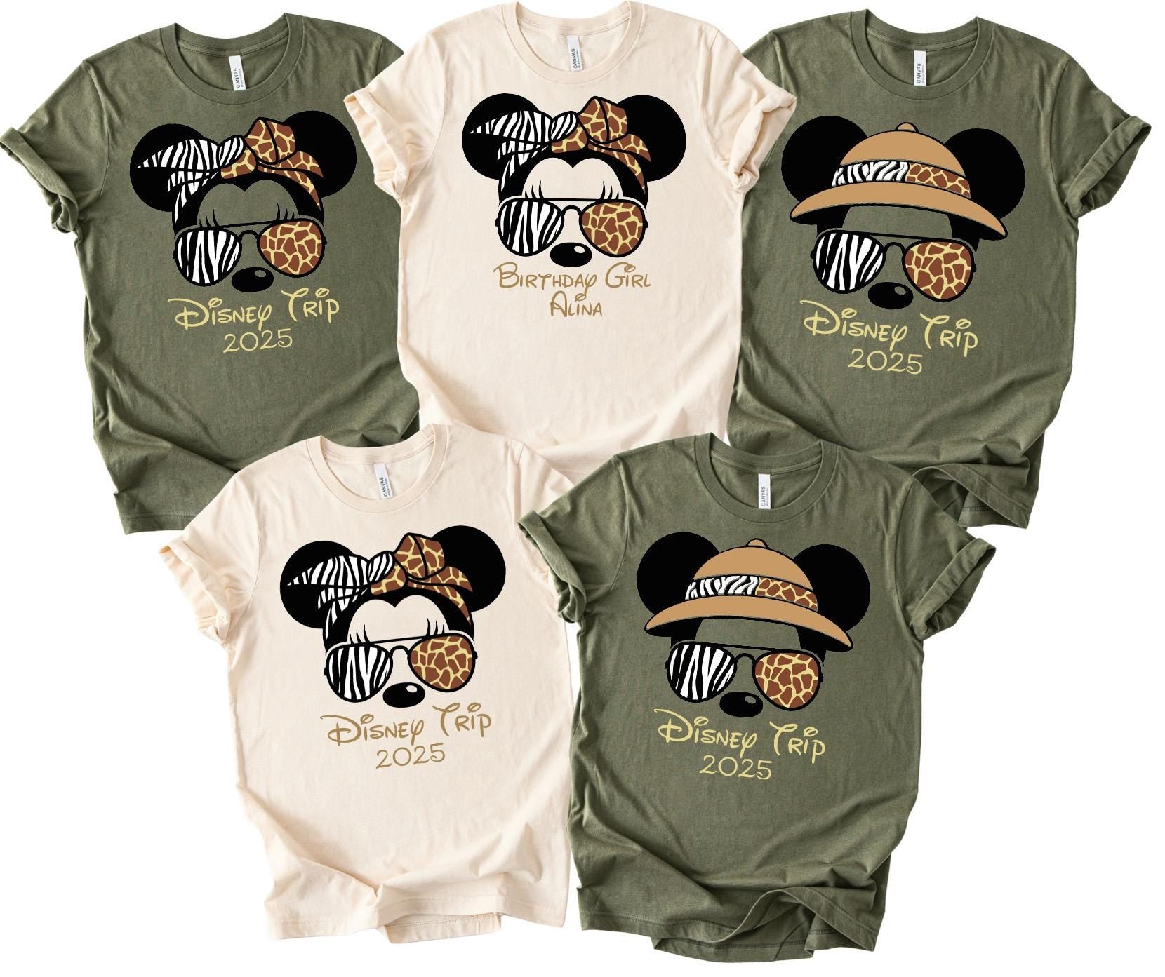 Custom Disney Trip 2025 Shirt, Personalized Disney Birthday Shirt, Safari Animal Kingdom Family Trip Shirt,Disneyland Safari Vacation Tee