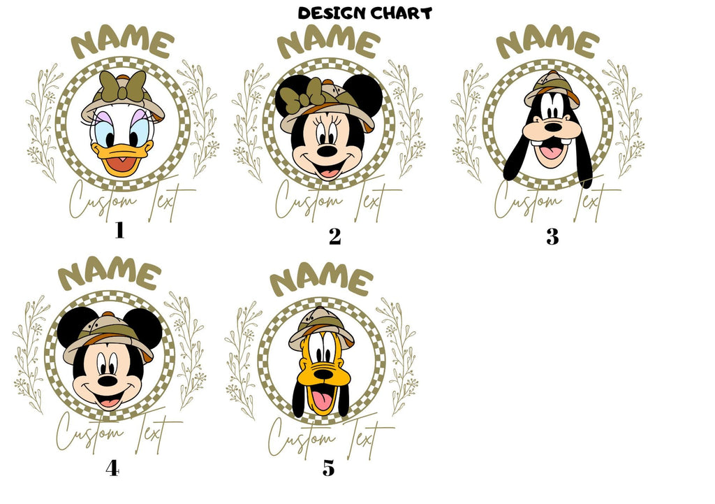 Disney Custom Name Mickey and Friends Safari T-Shirt, Matching Family Trip Tee, Minnie Safari Mode Shirt,Disneyland Family Vacation Tee