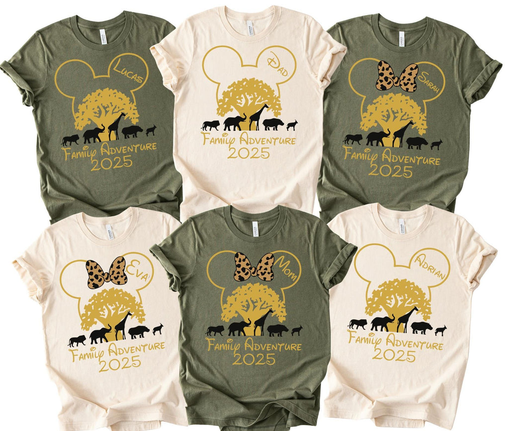 Disney Safari Family Adventure 2025 Shirt,Disney Birthday Squad Shirt, Disney Animal Kingdom Shirts,Disney Custom Name Vacation Shirt
