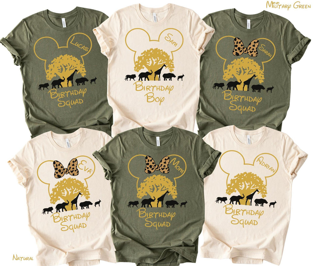 Disney Safari Family Adventure 2025 Shirt,Disney Birthday Squad Shirt, Disney Animal Kingdom Shirts,Disney Custom Name Vacation Shirt