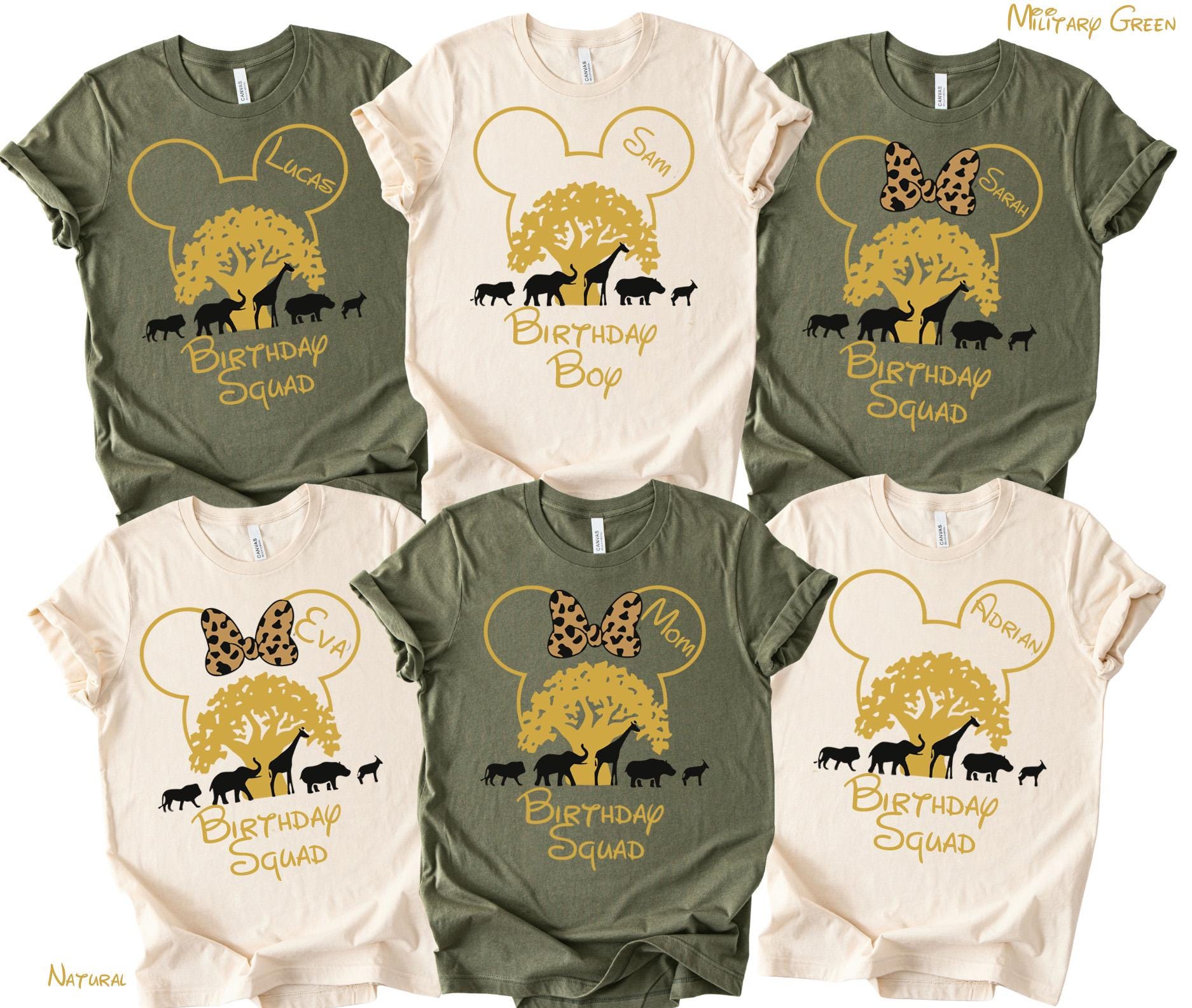 Disney Safari Family Adventure 2025 Shirt,Disney Birthday Squad Shirt, Disney Animal Kingdom Shirts,Disney Custom Name Vacation Shirt