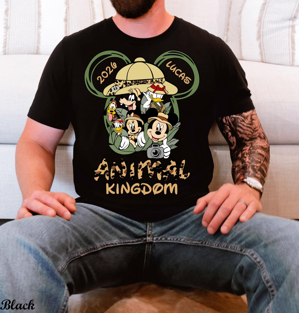 Custom Name Disney Animal Kingdom Shirts, Animal Kingdom Mickey and Friends Safari Animal Kingdom Family Shirts, 2025 Safari Trip Shirt