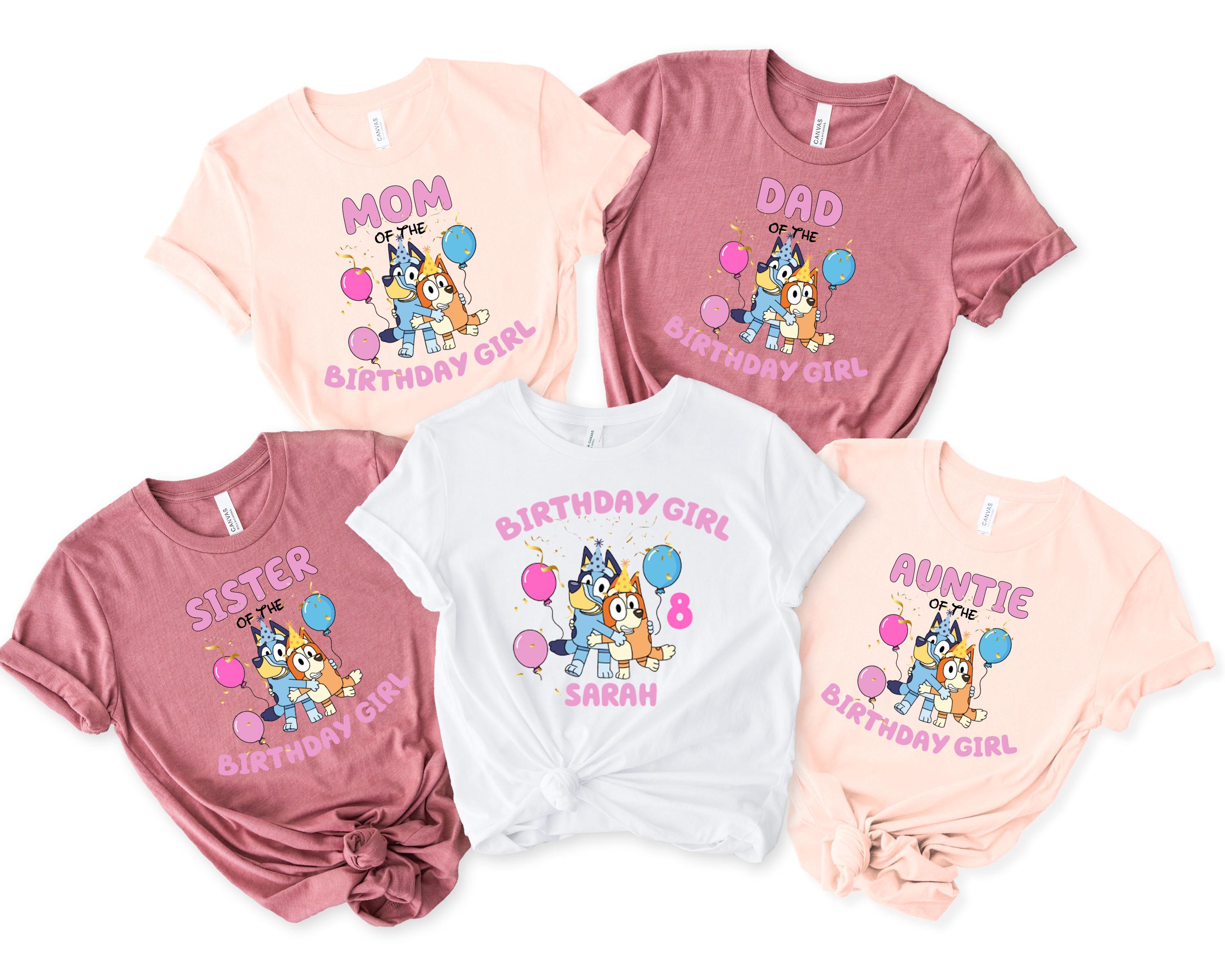 Personalized Bluey Family Shirt, Custom Bluey Birthday Tee, Family Matching Shirt,Bluey Birthday Girl and Boy Family Shirt,Bluey Dad Mom Tee
