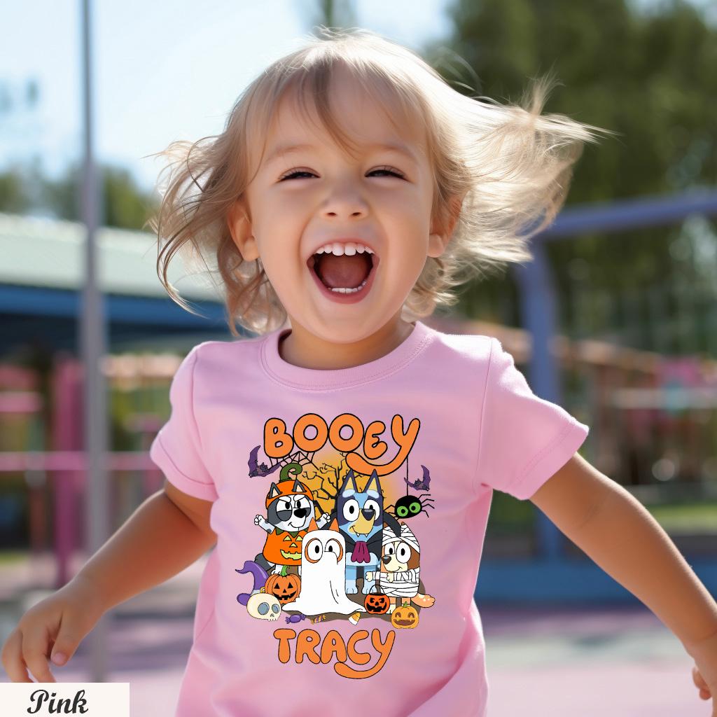 Custom Booey Bluey Halloween Family Shirt, Funny Spooky Tee, Bluey Halloween, Spooky Cartoon T-Shirt, Witchy Bats Shirt,Halloween Kids Gift