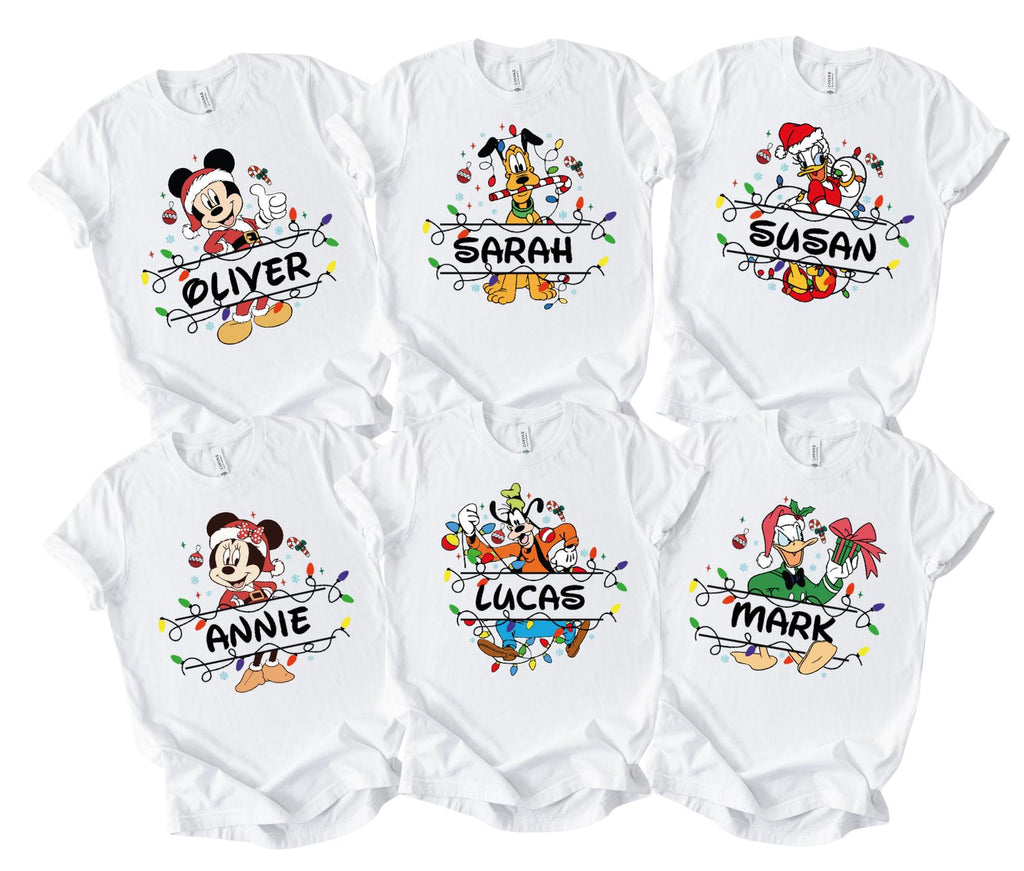 Custom Disney Mickey and Friends Christmas Matching Shirt,Disney Family Christmas Shirt,Disney Santa Mickey And Friends Group Christmas Tee