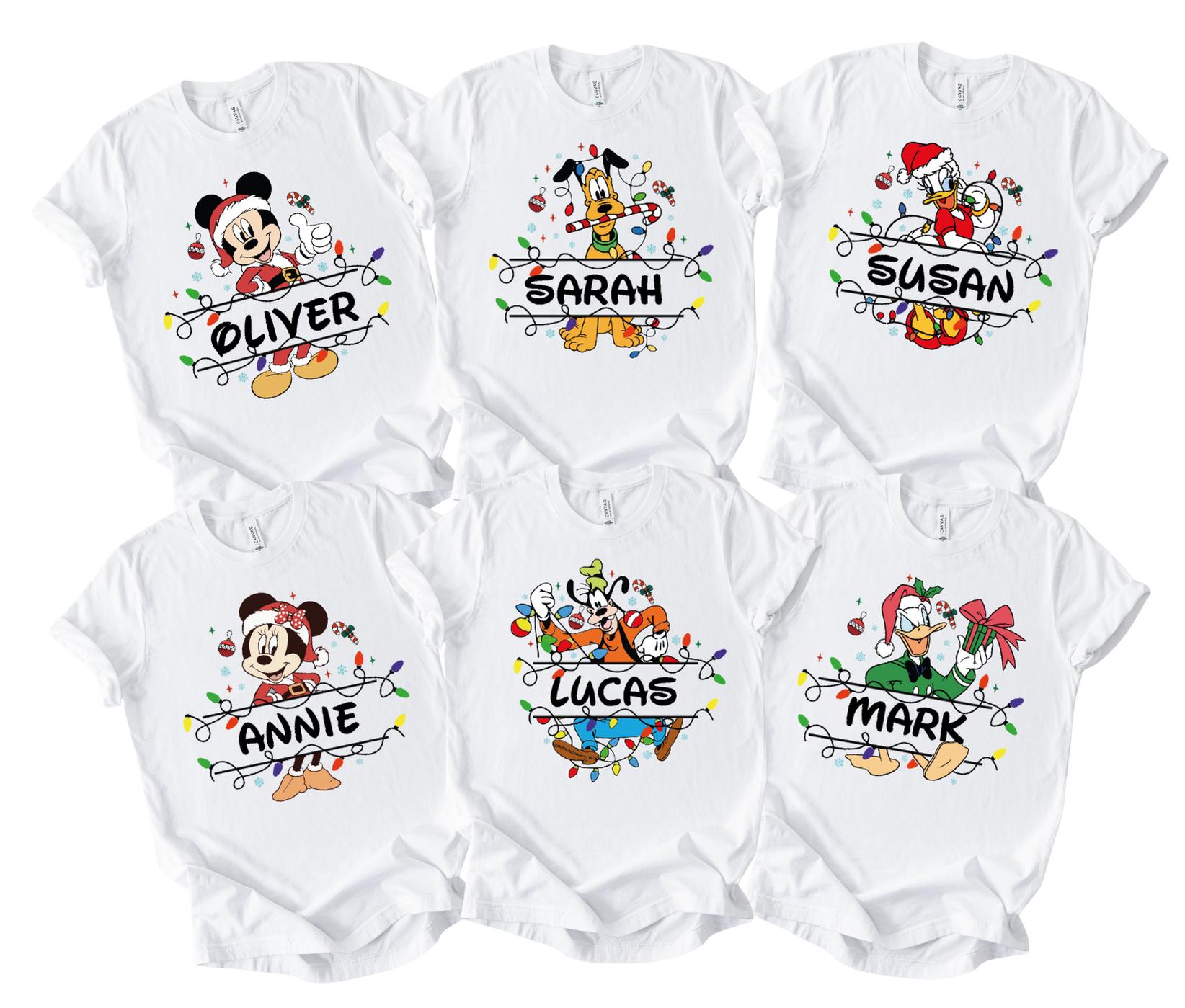 Custom Disney Mickey and Friends Christmas Matching Shirt,Disney Family Christmas Shirt,Disney Santa Mickey And Friends Group Christmas Tee