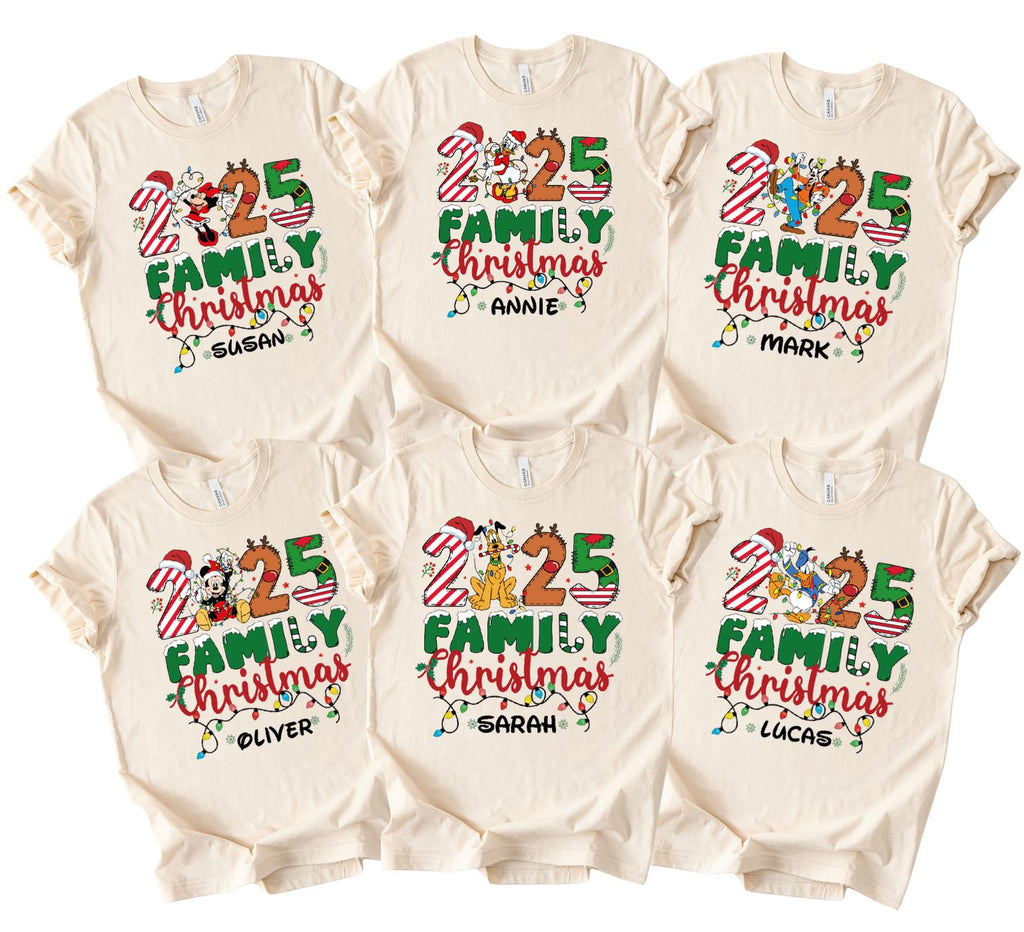 Personalized Disney 2026 Family Christmas Shirt, Disney Mickey and Friends Christmas Group Shirt, Custom Name Disneyland Christmas Gift Tee