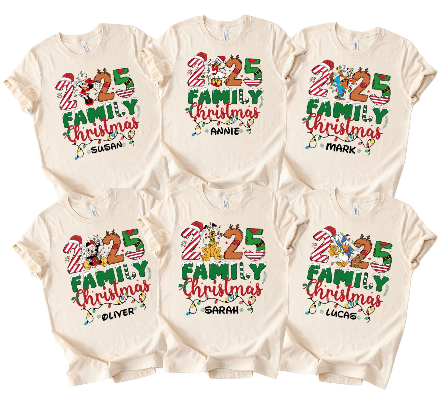 Personalized Disney 2026 Family Christmas Shirt, Disney Mickey and Friends Christmas Group Shirt, Custom Name Disneyland Christmas Gift Tee