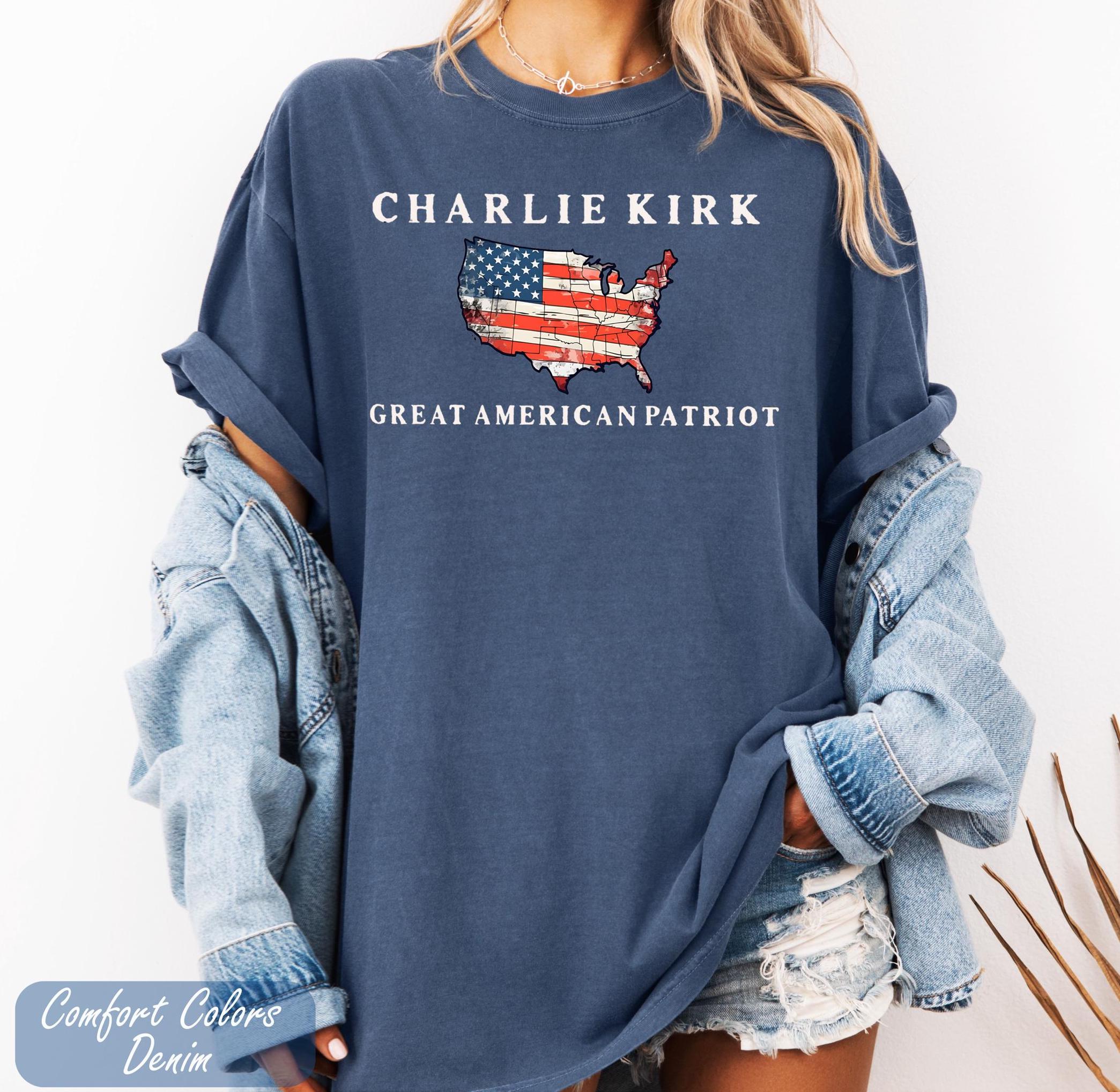 Comfort Colors Charlie Kirk Great American Patriot Shirt, Charlie Kirk Assassination Shirt, Charlie Kirk Shirt, Charlie Kirk Memorial Tee