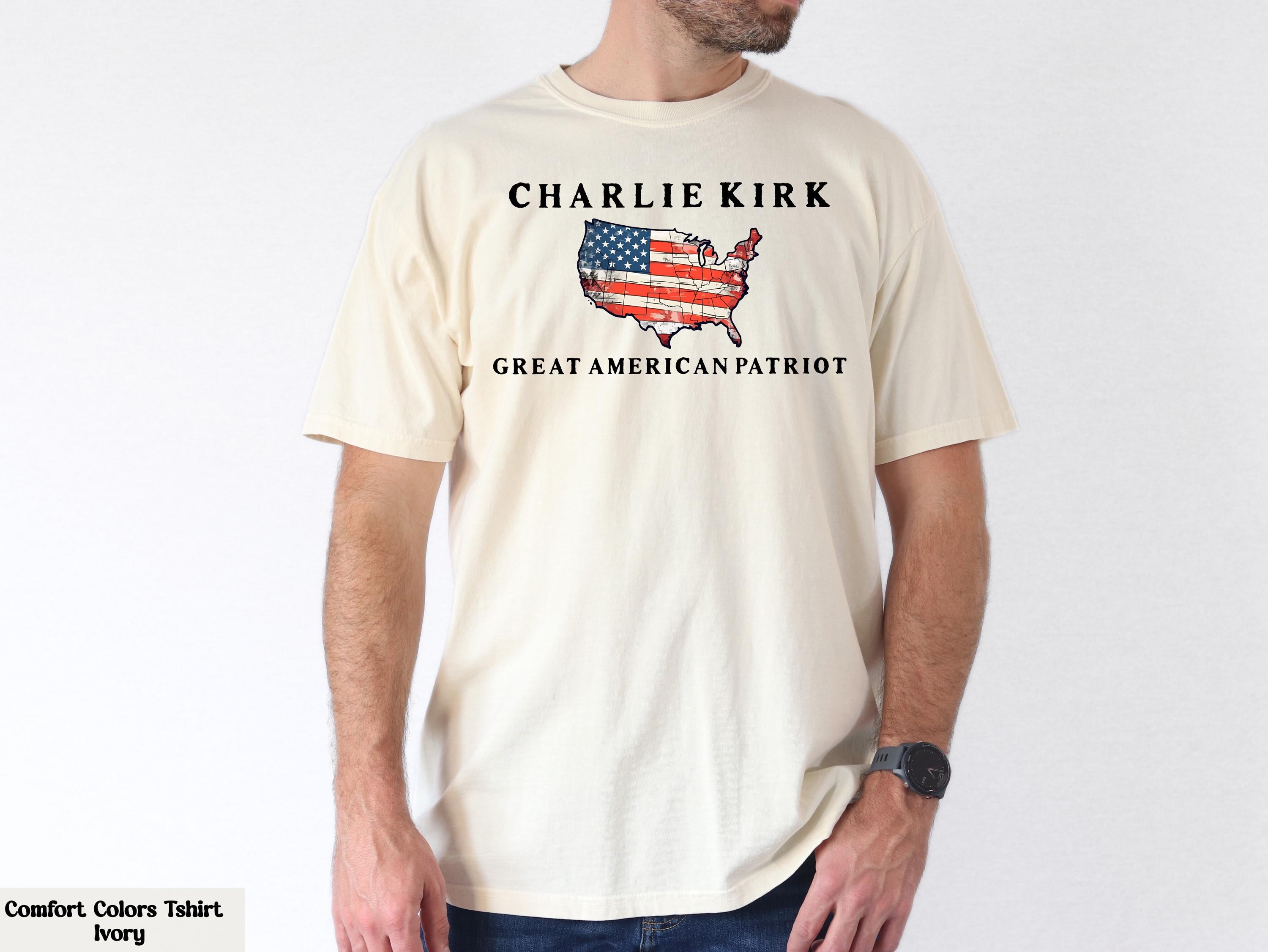 Comfort Colors Charlie Kirk Great American Patriot Shirt, Charlie Kirk Assassination Shirt, Charlie Kirk Shirt, Charlie Kirk Memorial Tee