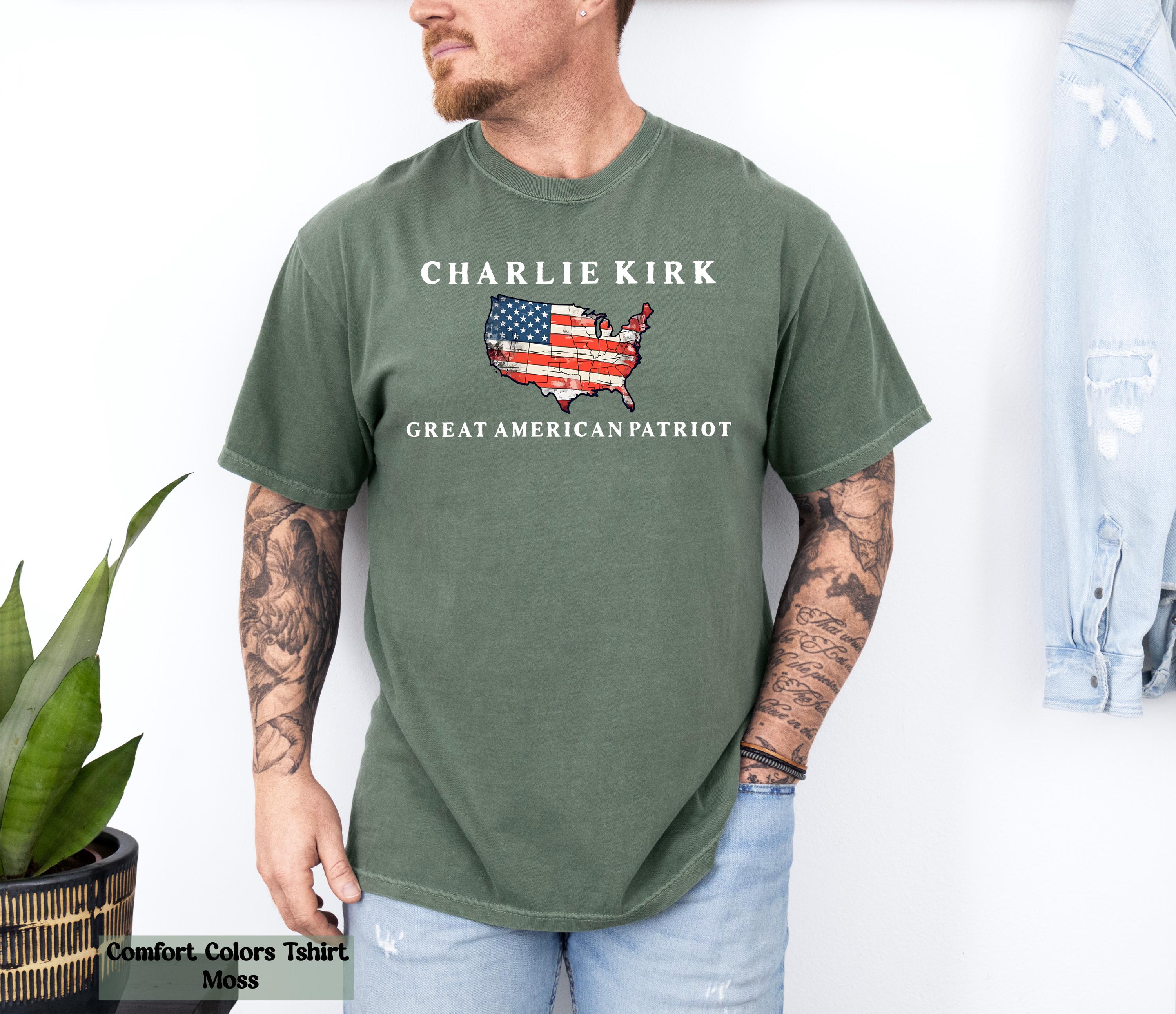 Comfort Colors Charlie Kirk Great American Patriot Shirt, Charlie Kirk Assassination Shirt, Charlie Kirk Shirt, Charlie Kirk Memorial Tee