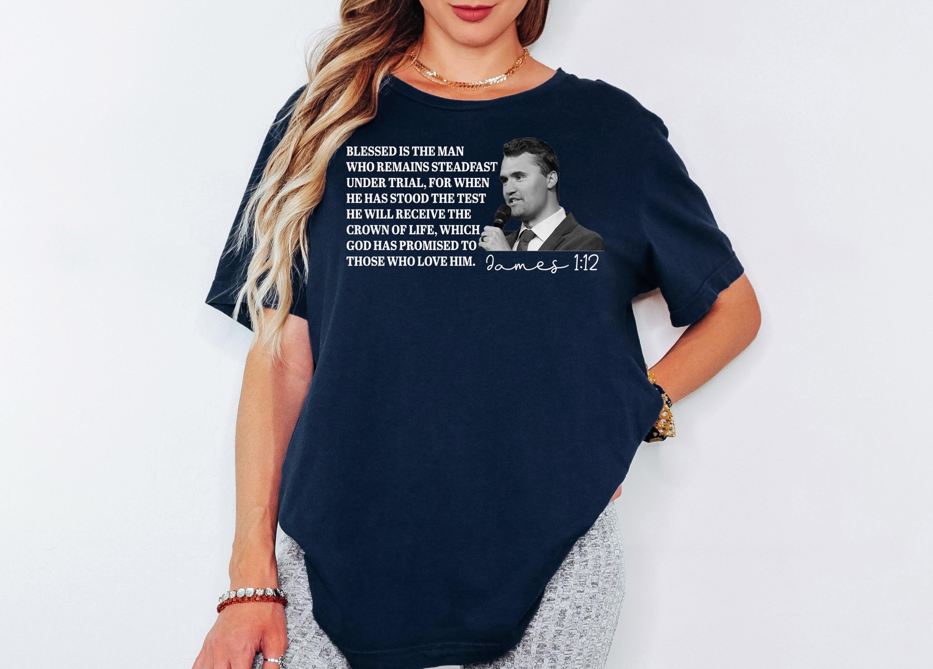 Charlie Kirk James 1:12 Shirt,Prayers Up for Charlie Kink,Human Rights Tee,,Rest in Peace Charlie Kirk, In Loving Memory of Charlie Kirk