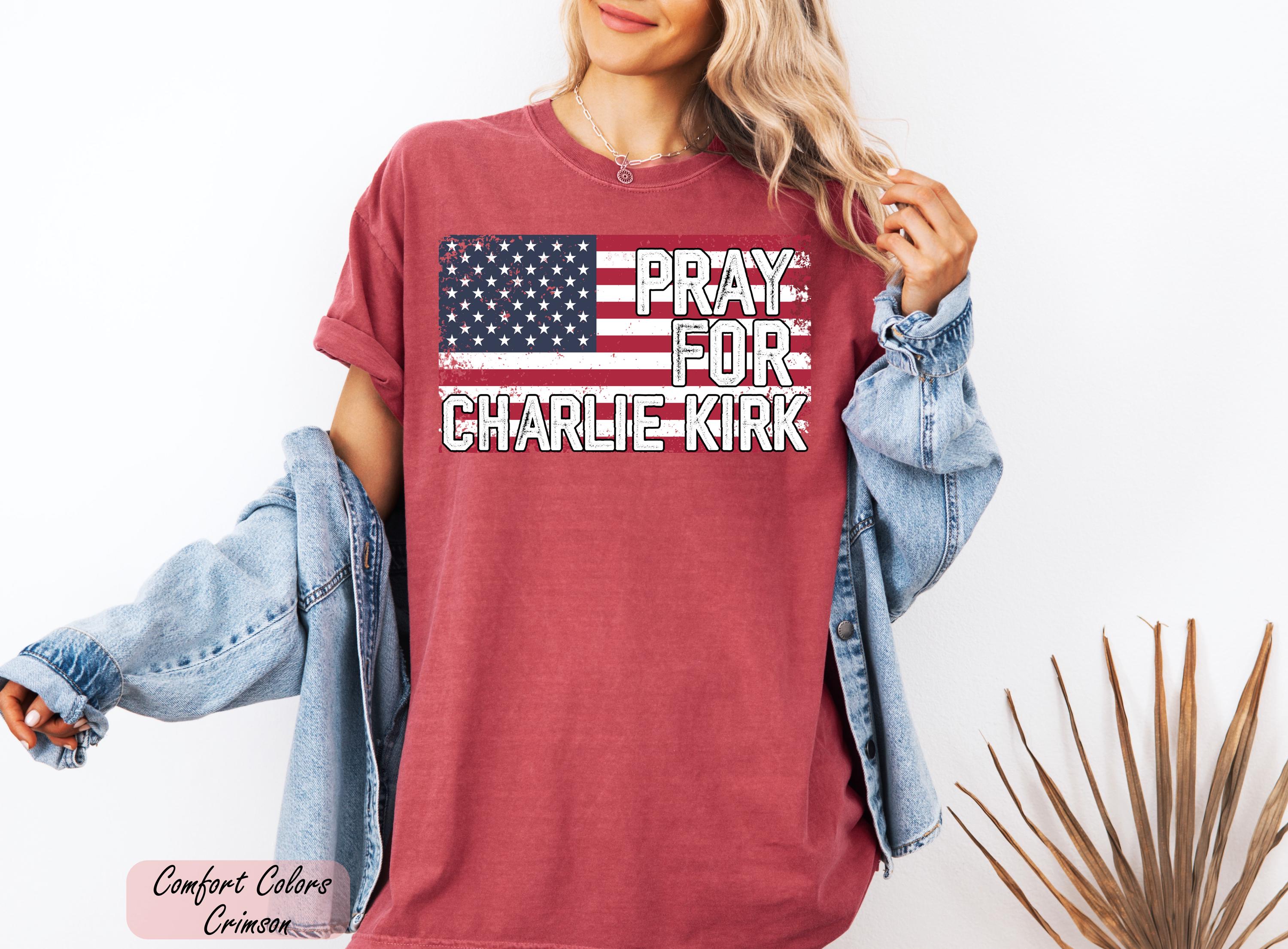 Pray for Charlie Kirk Shirt, Patriot USA Flag Tee, Activist Shirt,Justice for Charlie Kirk,Charlie Kirk Memorial ,Rest in Peace Charlie Kirk