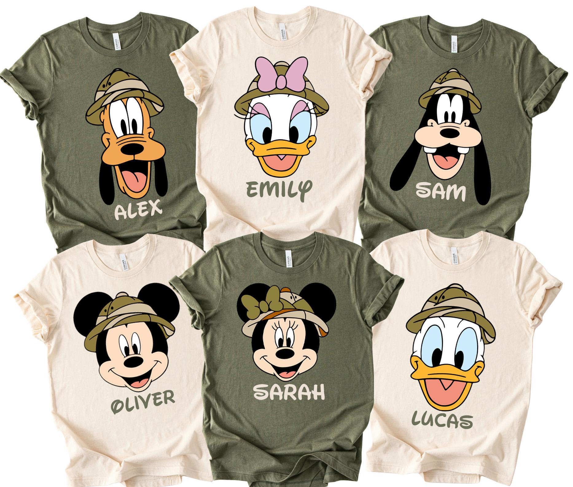 Custom Name Disney Safari Shirt, Mickey And Friends Animal Kingdom shirt,Disney All Characters Family Vacation Tees,Disney Trip 2025 Shirt