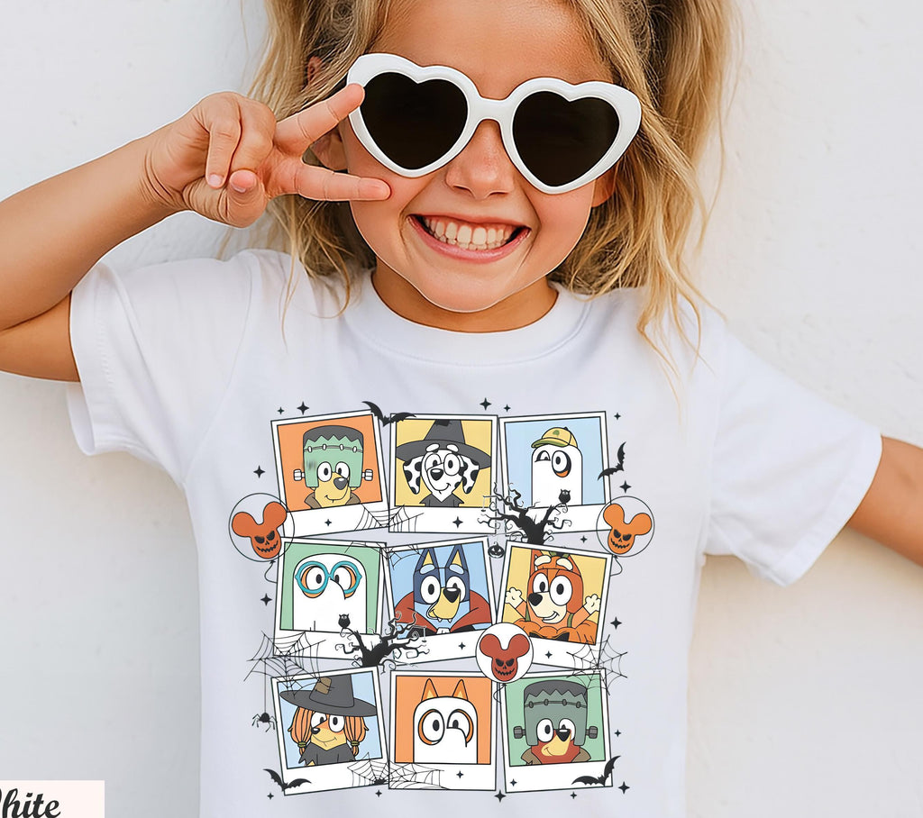 Bluey Halloween Shirt,Cute Spooky Graphic Tee,Kids And Adult Bluey Family Outfit for Trick or Treat and Fall Parties, Bluey Fall Shirt