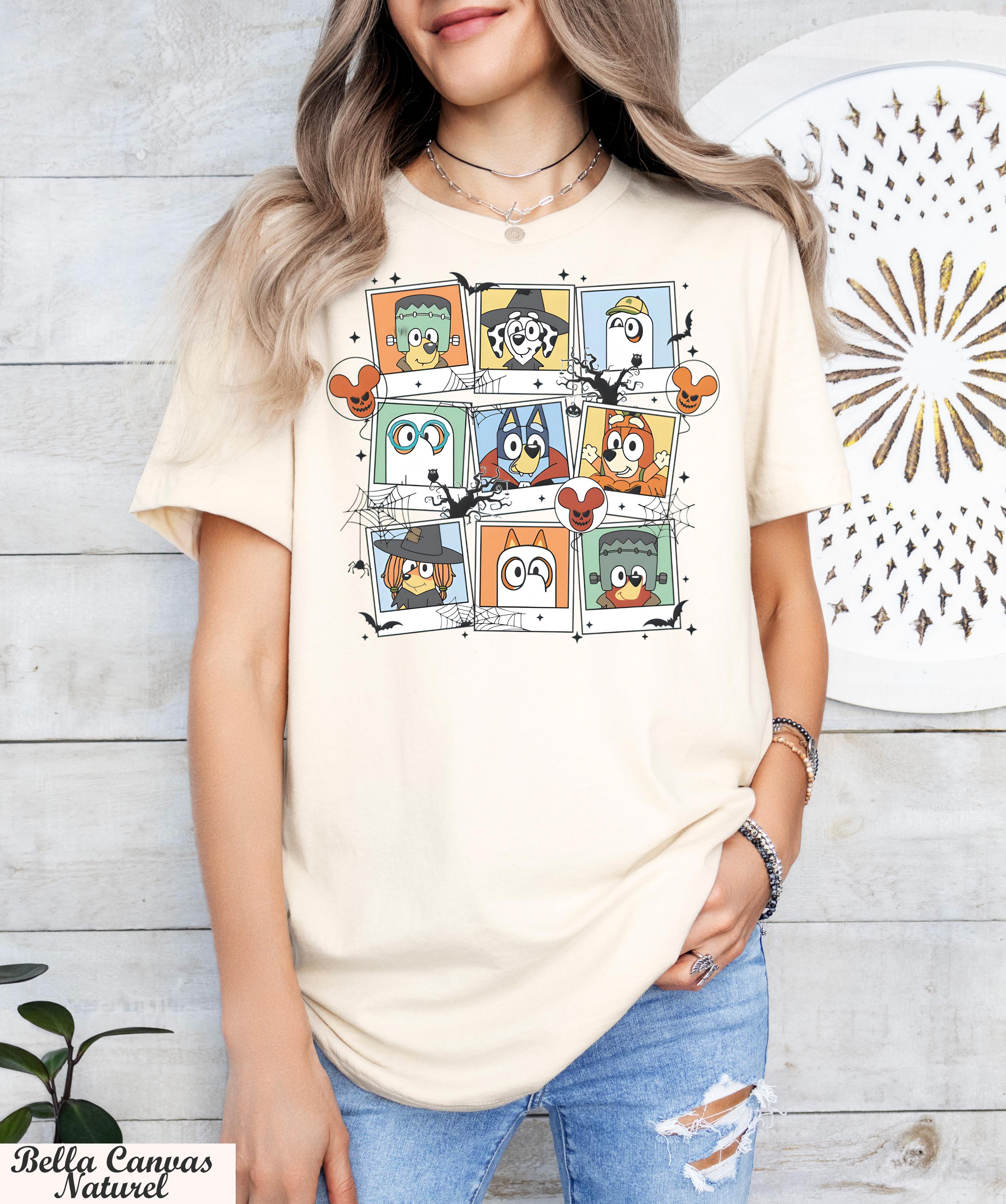 Bluey Halloween Shirt,Cute Spooky Graphic Tee,Kids And Adult Bluey Family Outfit for Trick or Treat and Fall Parties, Bluey Fall Shirt