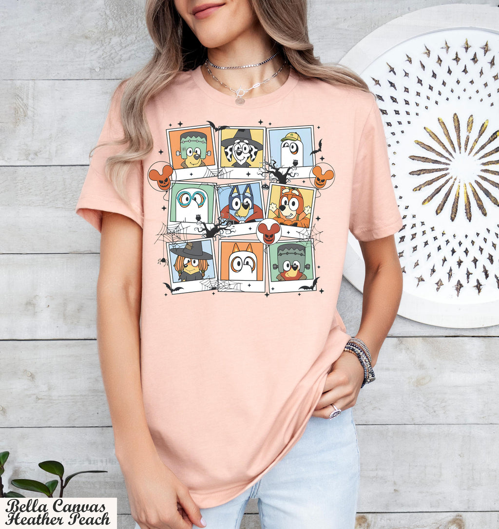 Bluey Halloween Shirt,Cute Spooky Graphic Tee,Kids And Adult Bluey Family Outfit for Trick or Treat and Fall Parties, Bluey Fall Shirt
