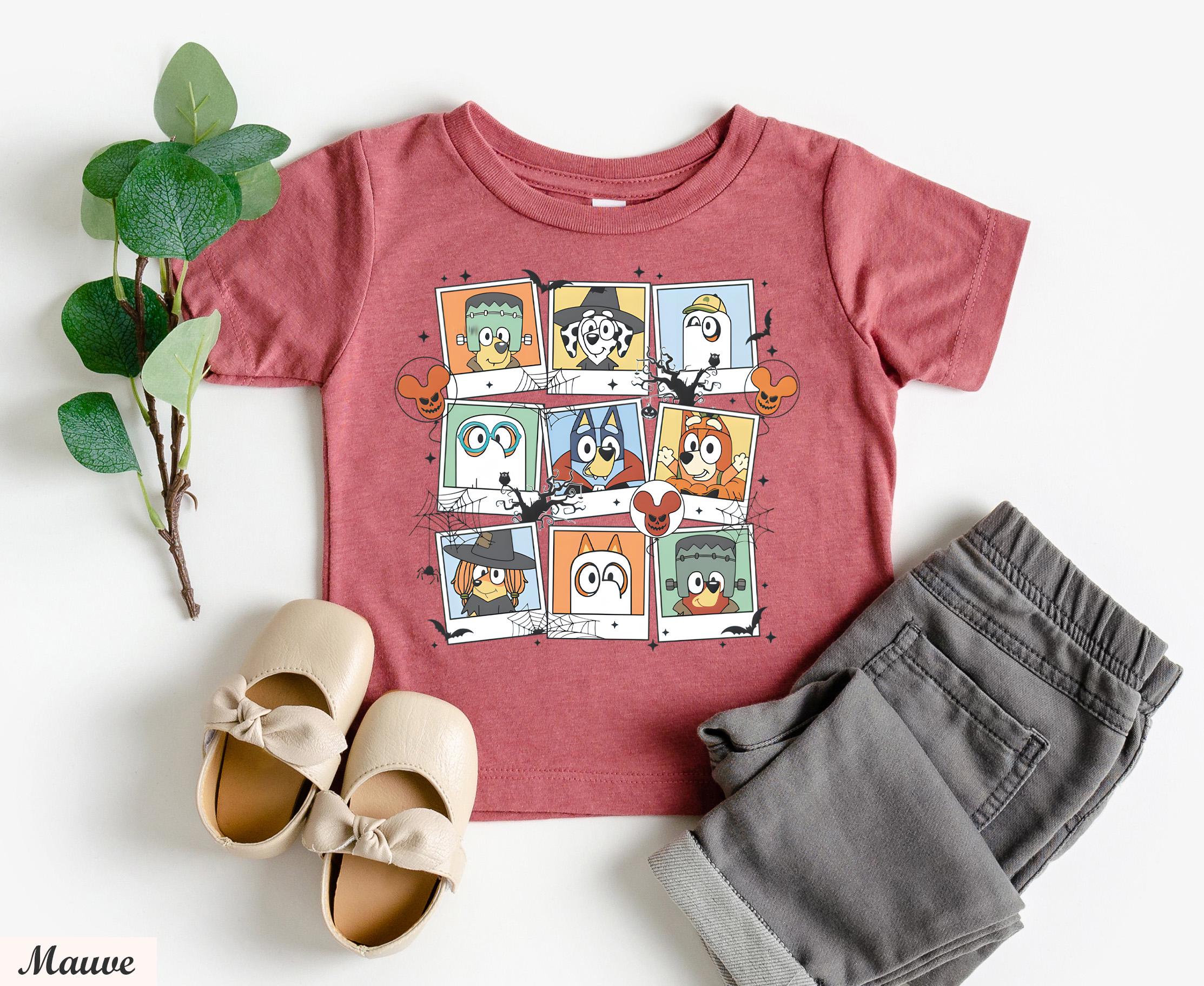 Bluey Halloween Shirt,Cute Spooky Graphic Tee,Kids And Adult Bluey Family Outfit for Trick or Treat and Fall Parties, Bluey Fall Shirt