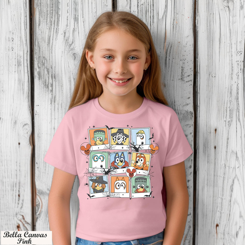 Bluey Halloween Shirt,Cute Spooky Graphic Tee,Kids And Adult Bluey Family Outfit for Trick or Treat and Fall Parties, Bluey Fall Shirt