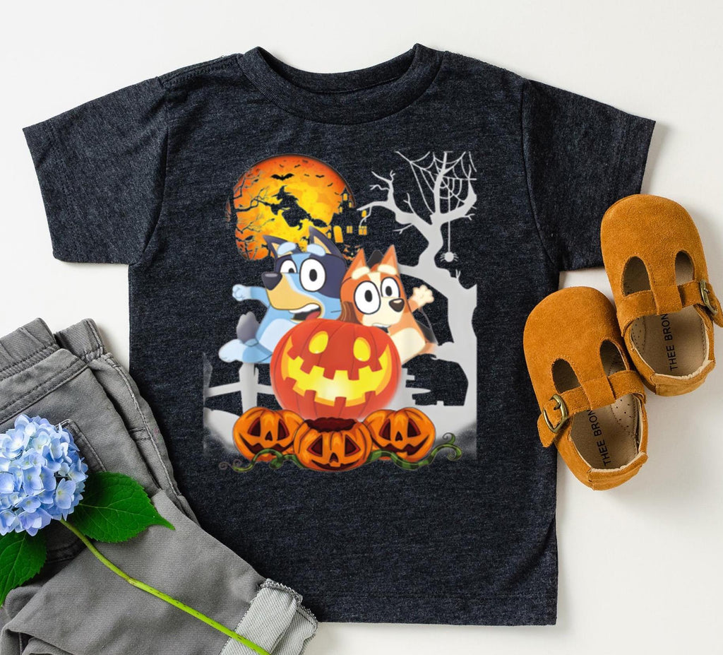 Bluey Halloween Shirt,  Spooky Cute Tee for Kids and Adults ,Fun Family Matching Outfit for Trick or Treat and Party Wear,Spooky Cartoon Tee