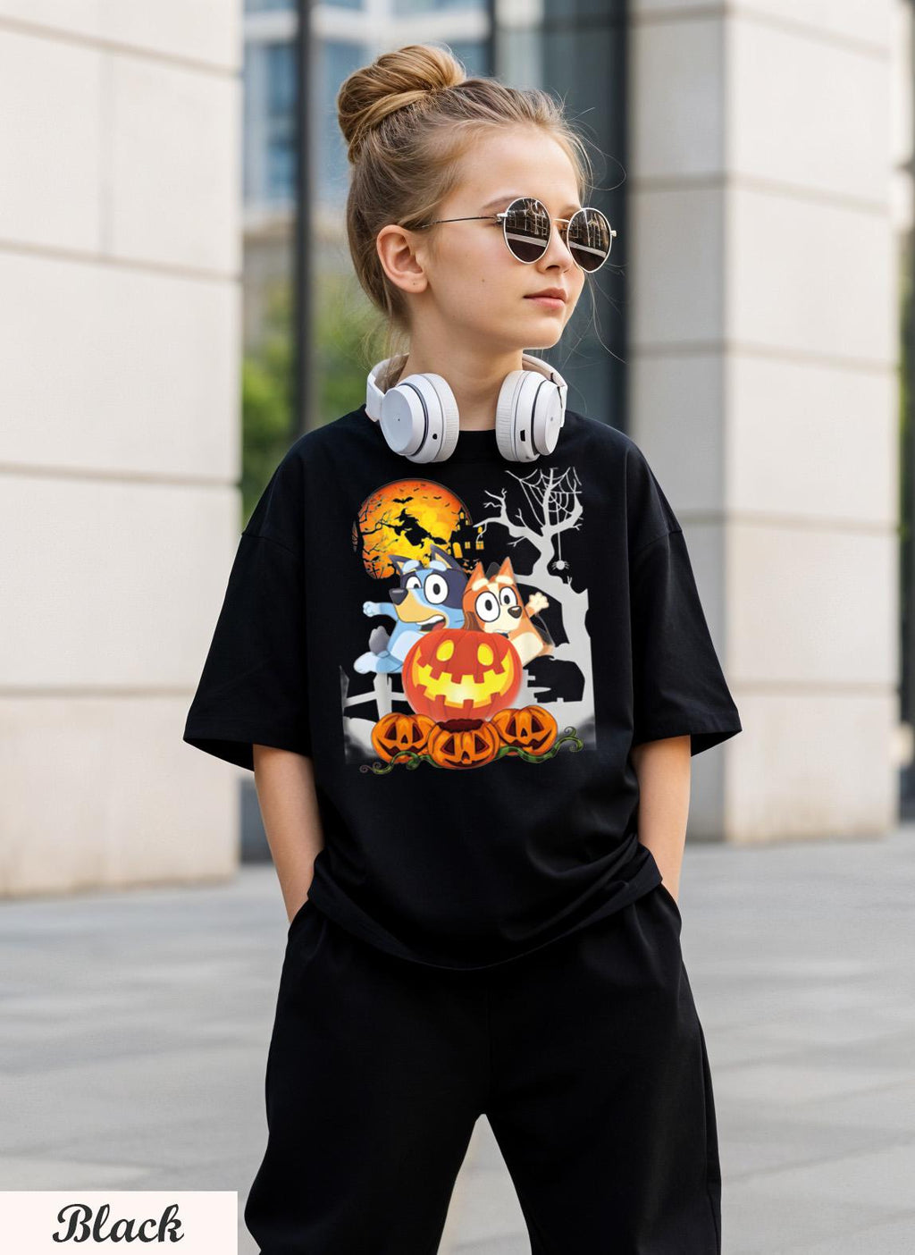 Bluey Halloween Shirt,  Spooky Cute Tee for Kids and Adults ,Fun Family Matching Outfit for Trick or Treat and Party Wear,Spooky Cartoon Tee