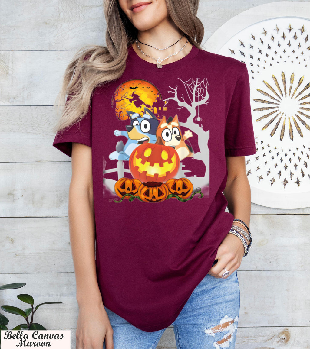 Bluey Halloween Shirt,  Spooky Cute Tee for Kids and Adults ,Fun Family Matching Outfit for Trick or Treat and Party Wear,Spooky Cartoon Tee