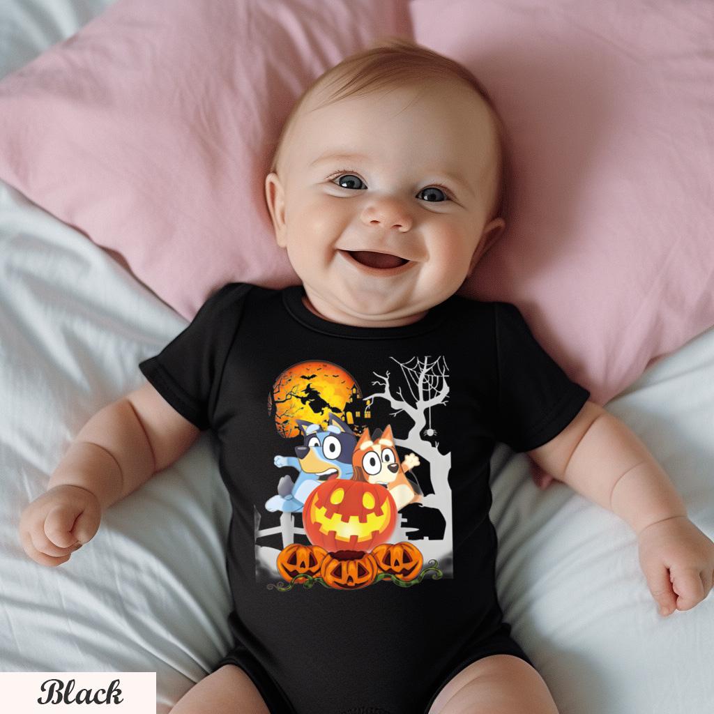 Bluey Halloween Shirt,  Spooky Cute Tee for Kids and Adults ,Fun Family Matching Outfit for Trick or Treat and Party Wear,Spooky Cartoon Tee