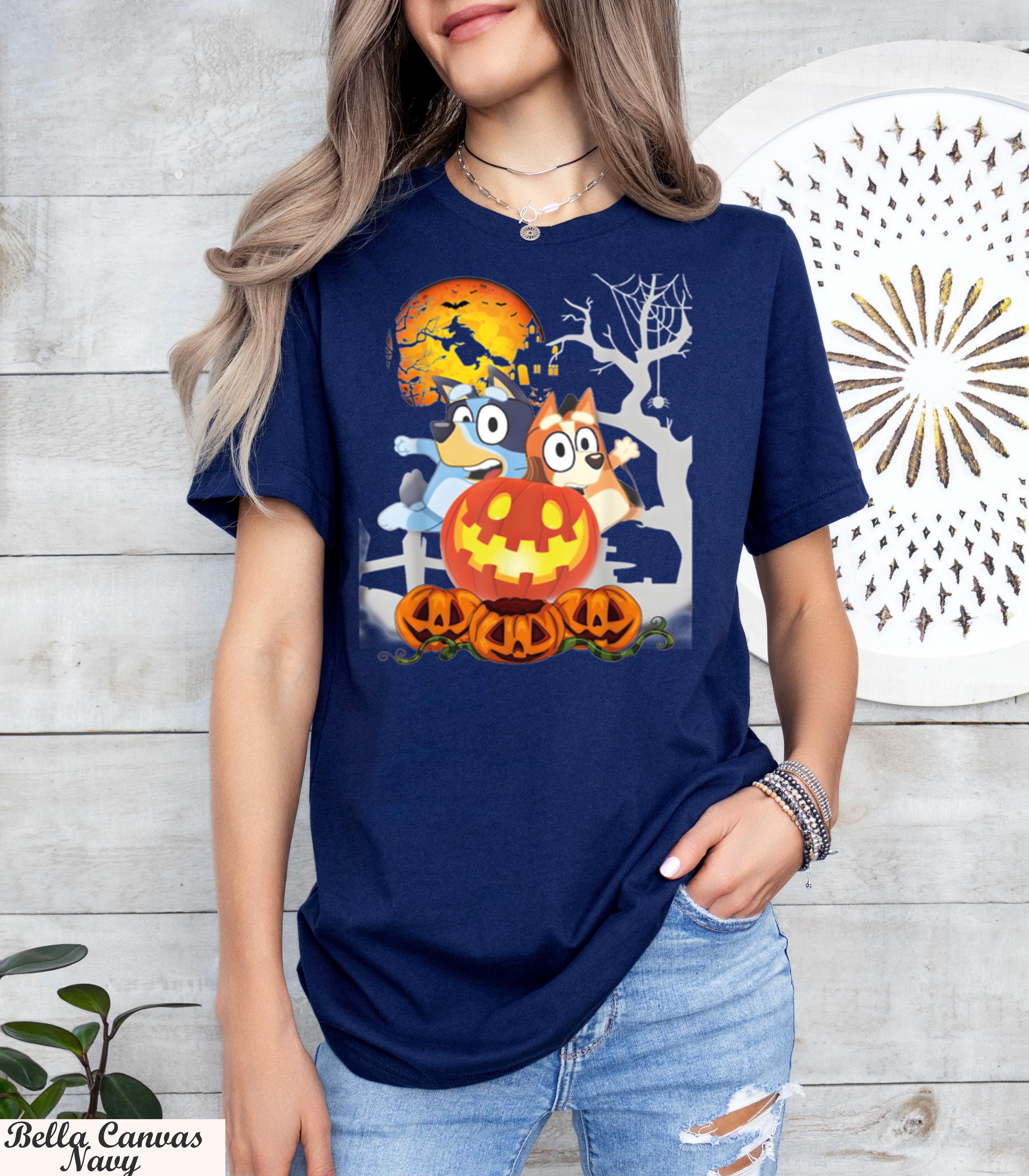 Bluey Halloween Shirt,  Spooky Cute Tee for Kids and Adults ,Fun Family Matching Outfit for Trick or Treat and Party Wear,Spooky Cartoon Tee