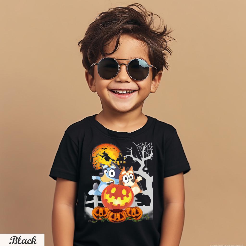 Bluey Halloween Shirt,  Spooky Cute Tee for Kids and Adults ,Fun Family Matching Outfit for Trick or Treat and Party Wear,Spooky Cartoon Tee
